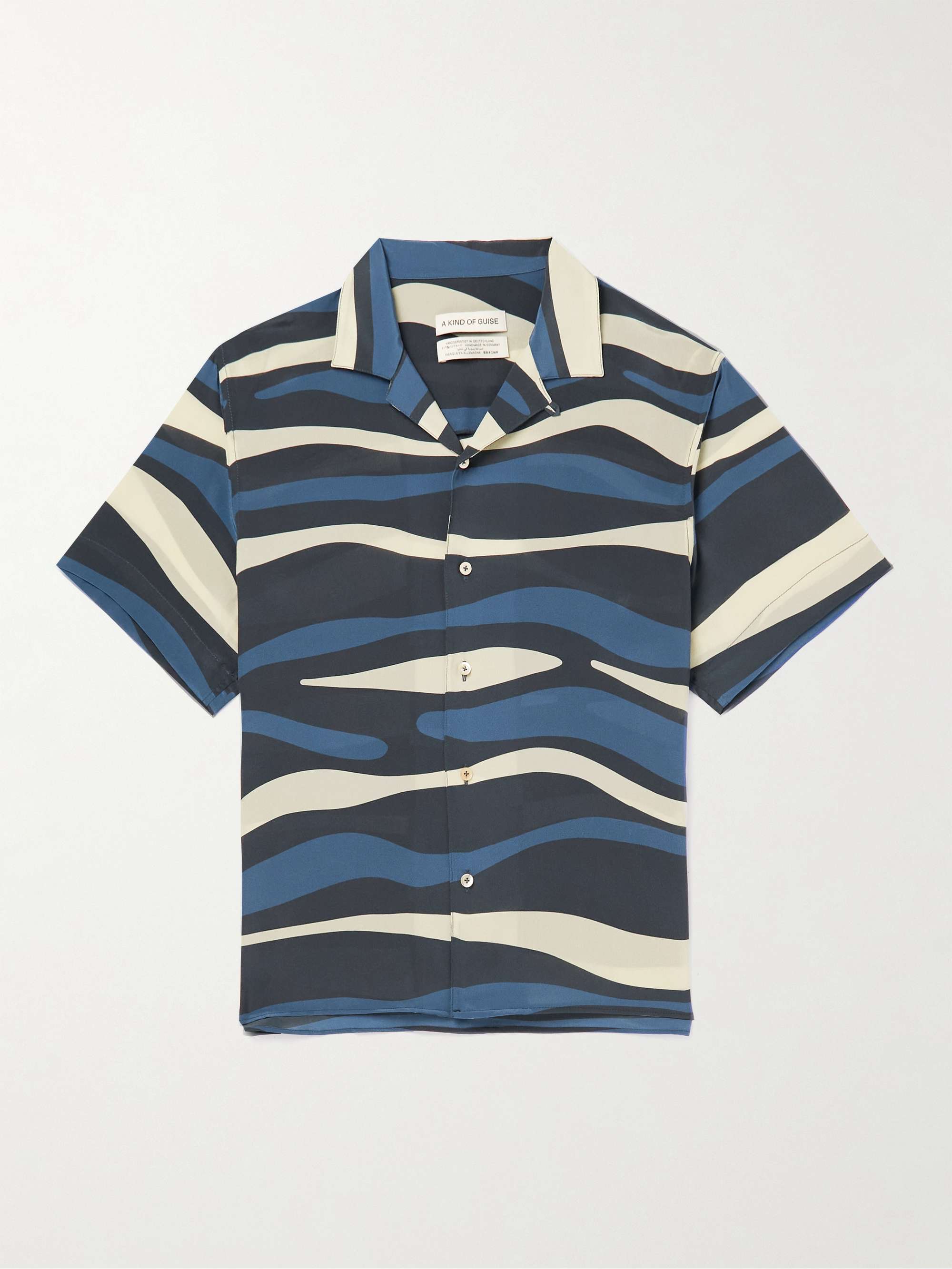 A KIND OF GUISE Gioia Convertible-Collar Printed Silk-Satin Shirt