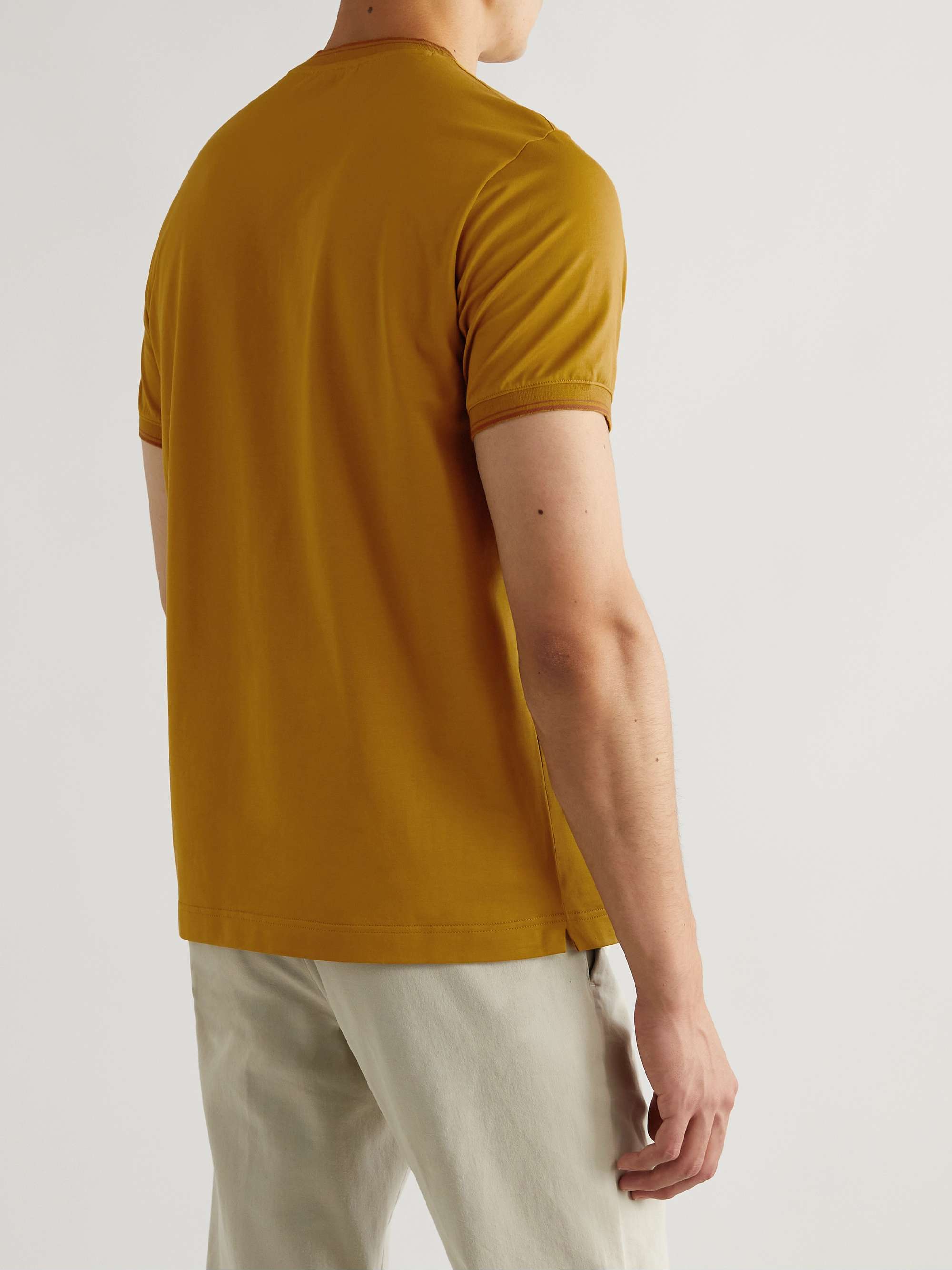 LORO PIANA Contrast-Tipped Sea Island Cotton-Piqué T-shirt