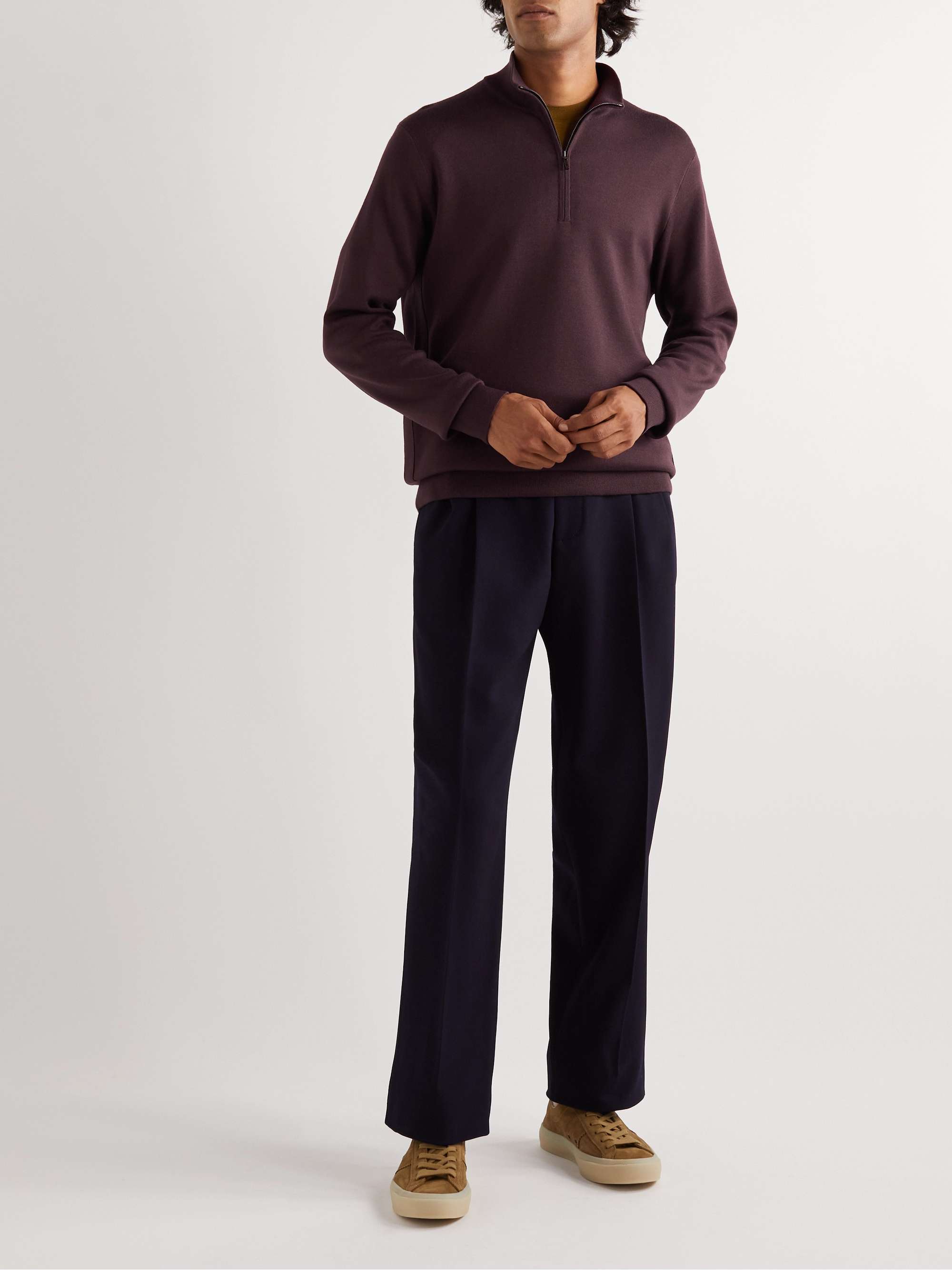 LORO PIANA Roadster Cashmere, Virgin Wool and Silk-Blend Half-Zip Sweater