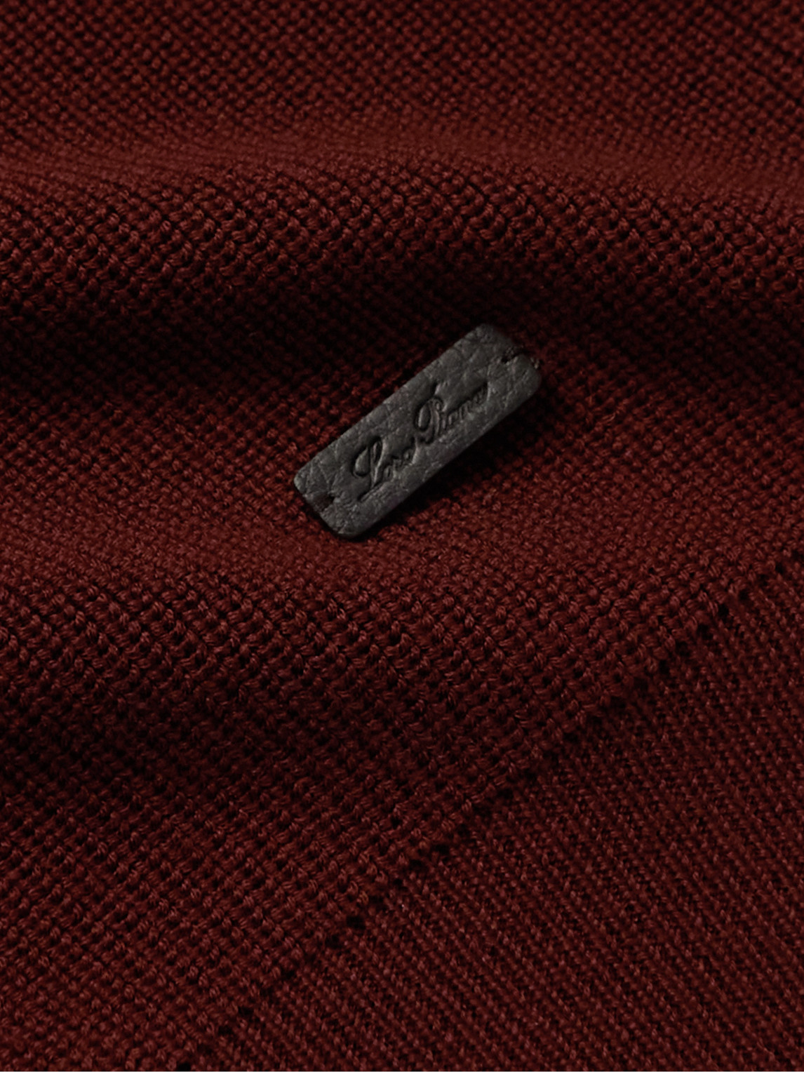 Shop Loro Piana Leather-trimmed Ribbed Wool Half-zip Sweatshirt In Burgundy