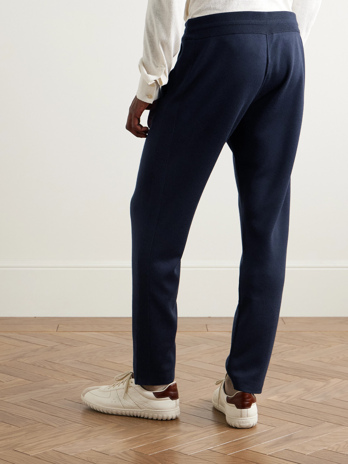 Shop Loro Piana Balfour Cashmere, Virgin Wool And Silk-blend Sweatpants In Blue