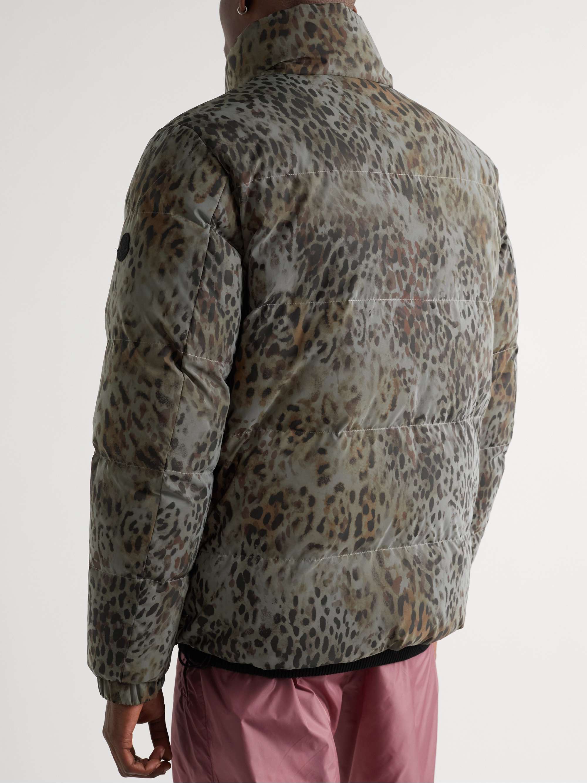MONCLER GENIUS 2 Moncler 1952 Reflective Reversible Cheetah-Print Shell Down Jacket