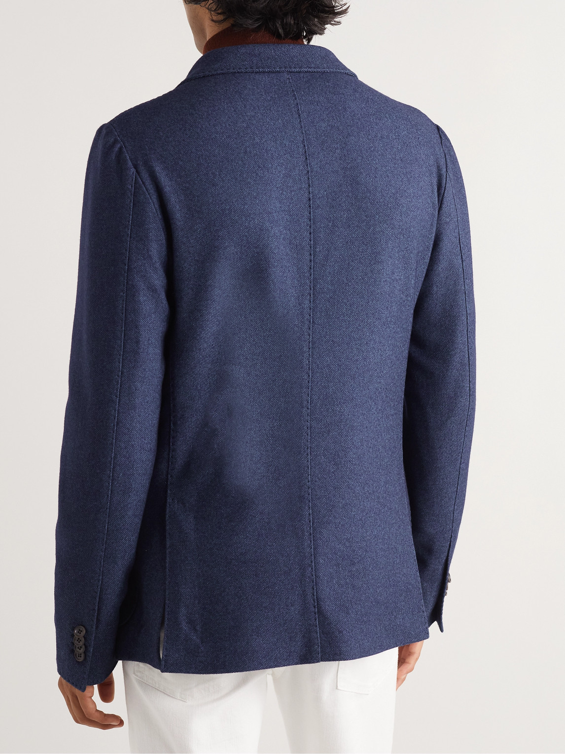 Shop Loro Piana Unstructured Silk And Cashmere-blend Blazer In Blue