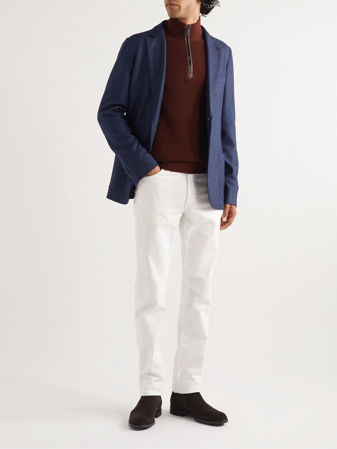 Shop Loro Piana Unstructured Silk And Cashmere-blend Blazer In Blue