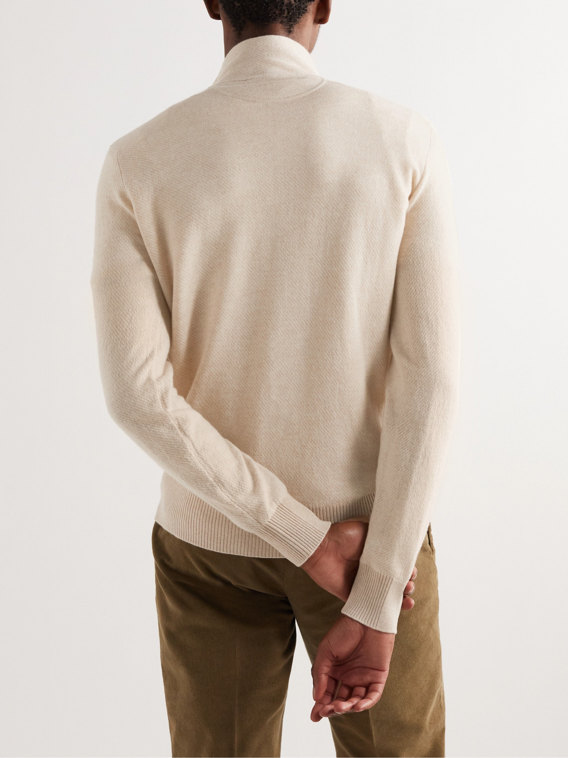 Shop Loro Piana Slim-fit Cashmere Half-zip Sweater In Neutrals