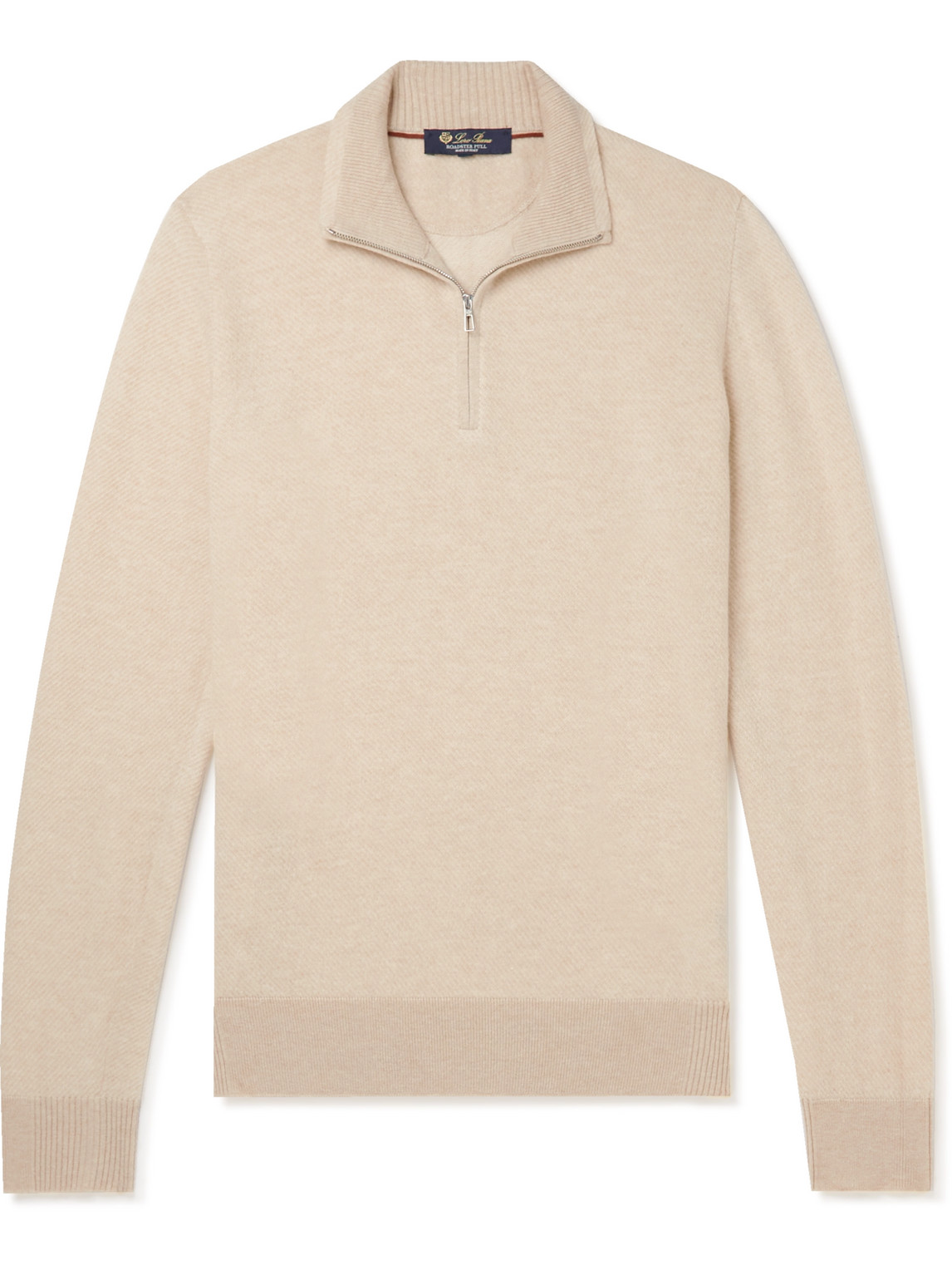 Loro Piana Slim-fit Cashmere Half-zip Sweater In Natural Mel/nougat