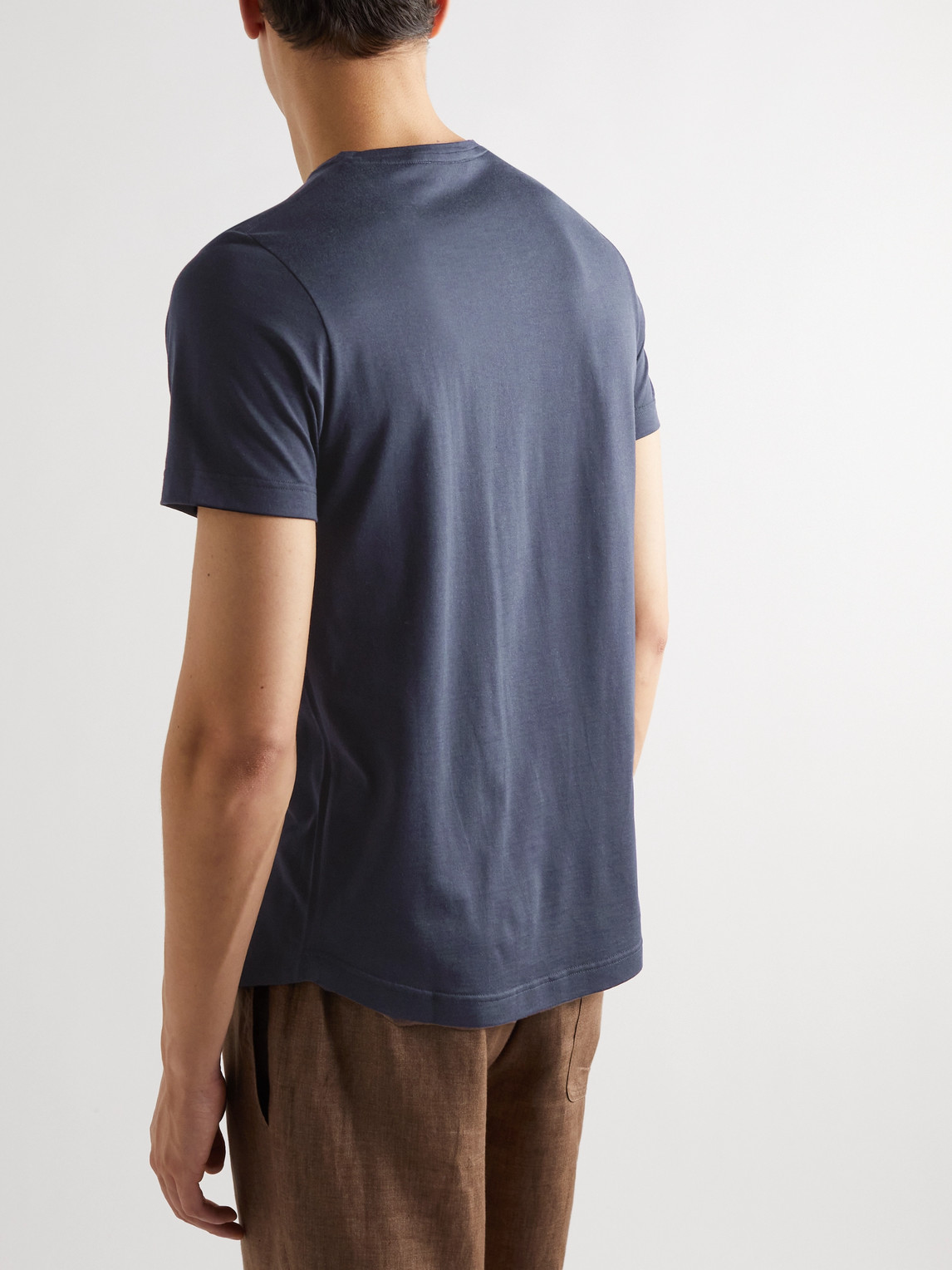Shop Loro Piana Slim-fit Silk And Cotton-blend Jersey T-shirt In Blue