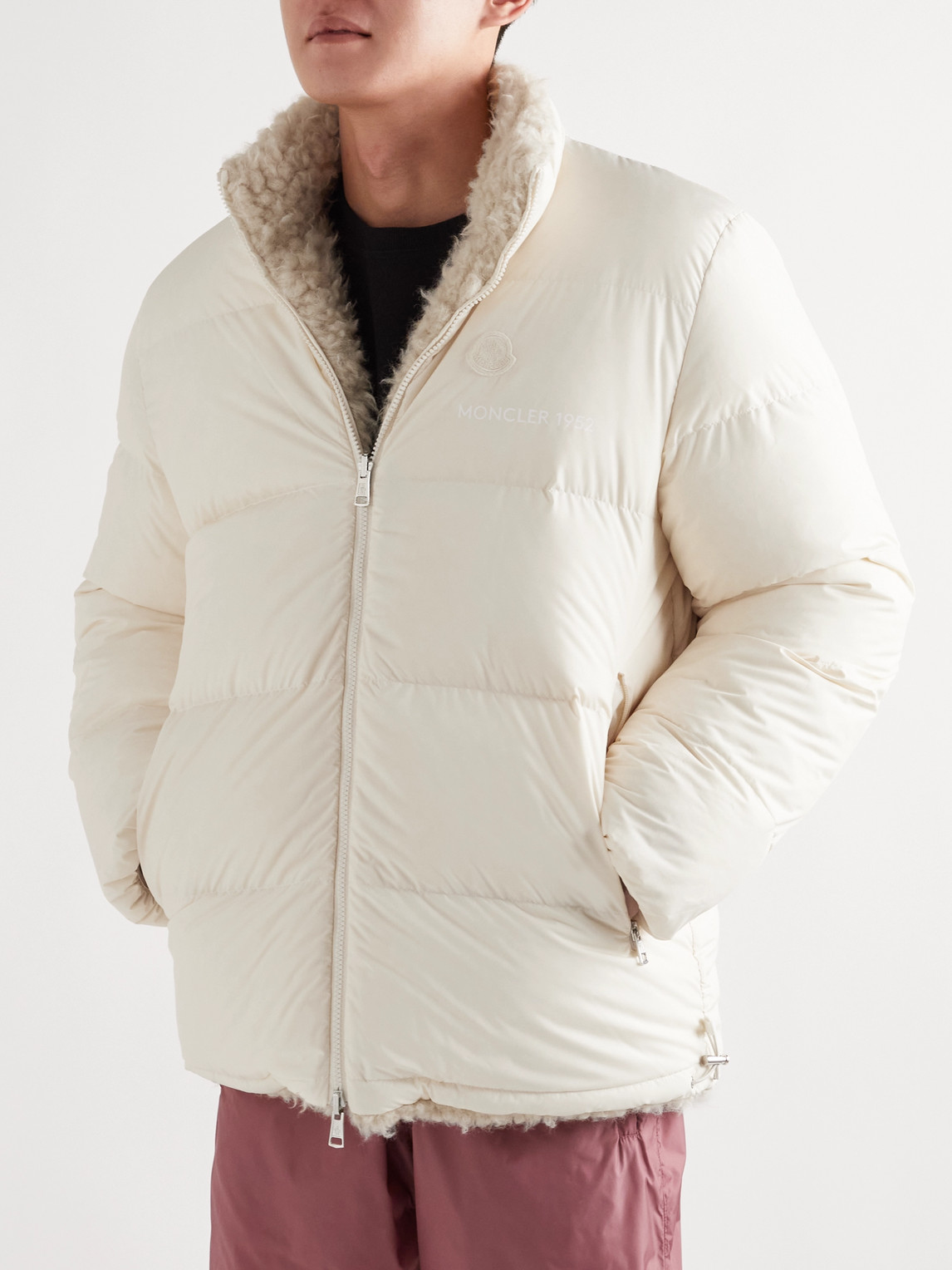 Moncler Genius 2 Moncler 1952 Monnow Reversible Shell And Faux Shearling Down Jacket In Neutrals