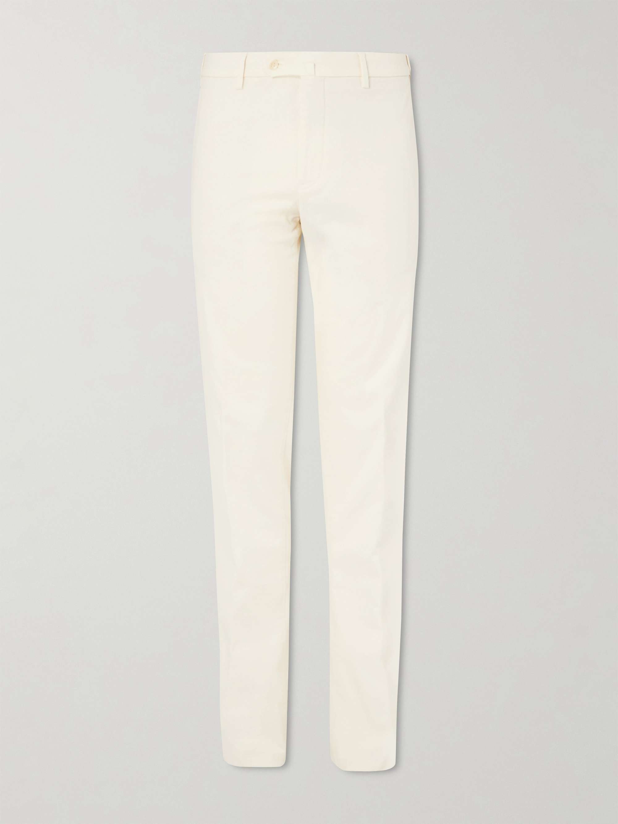 Cotton slim leg trousers sale