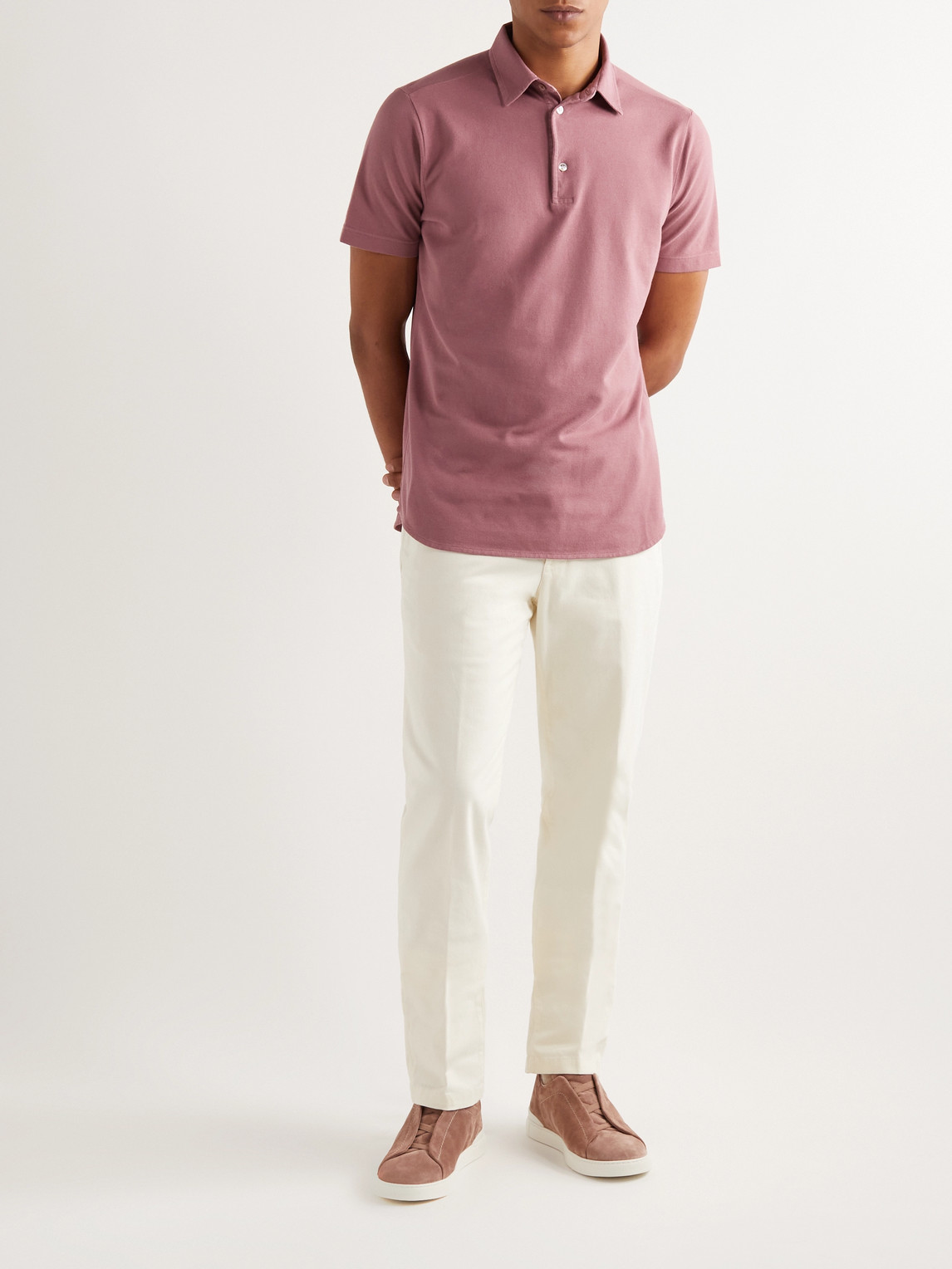 Loro Piana Men's Cotton Gabardine Chino Trousers In White