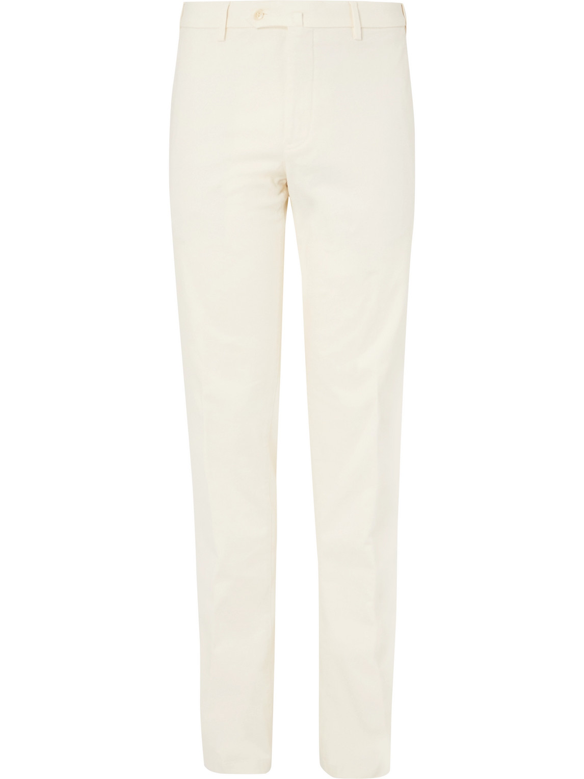 Loro Piana Men's Cotton Gabardine Chino Trousers In White