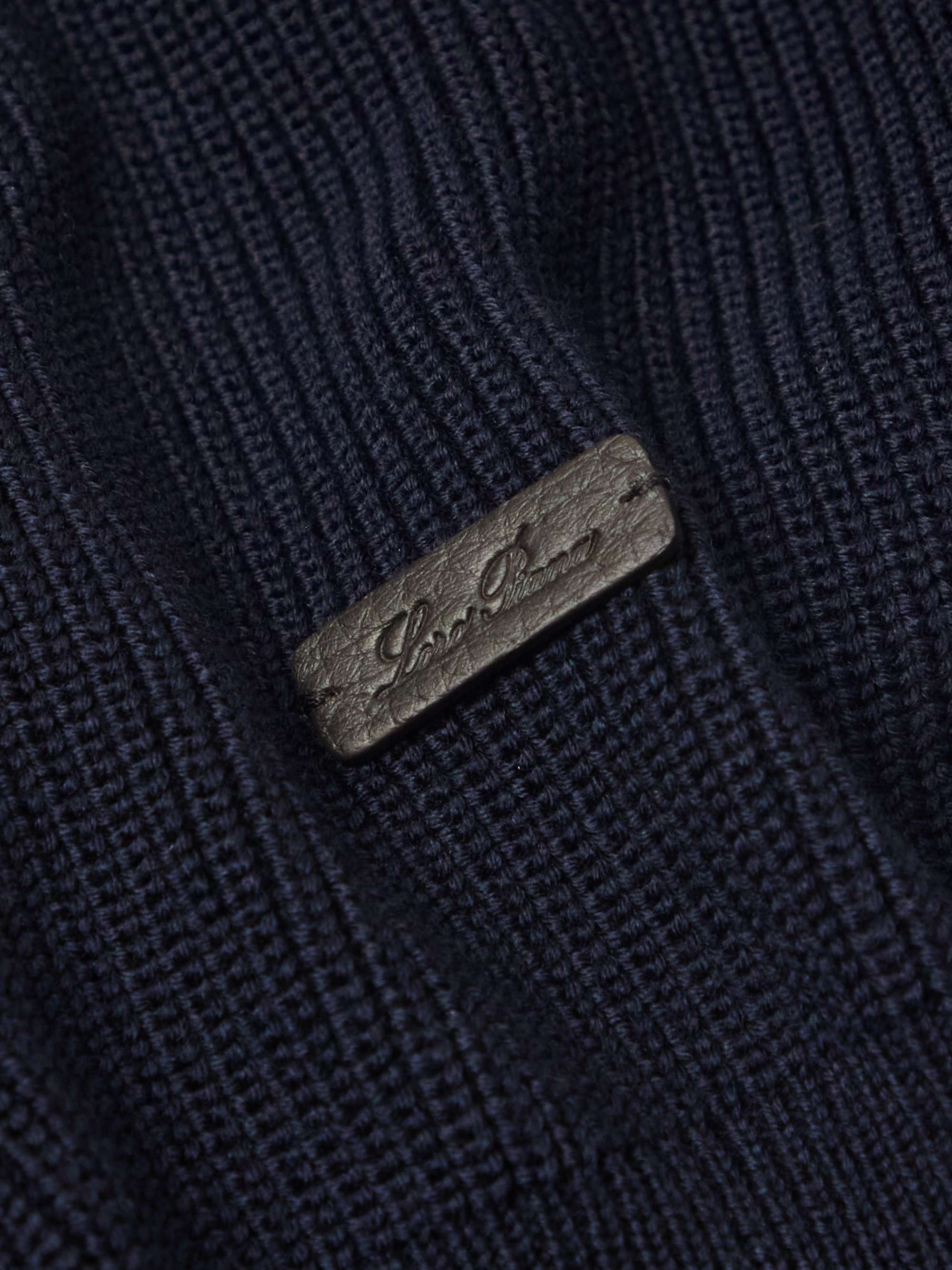 LORO PIANA Logo-Appliquéd Ribbed Virgin Wool Sweater
