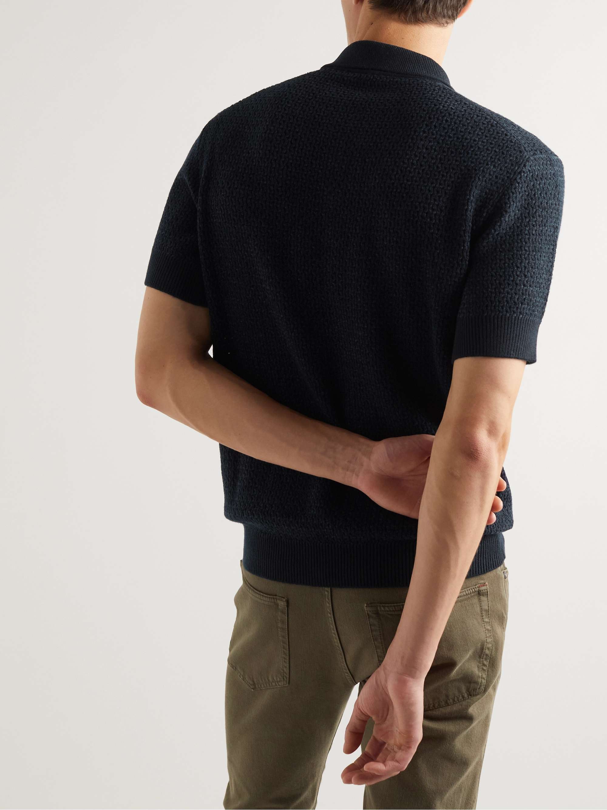 LORO PIANA Slim-Fit Cashmere and Silk-Blend Chenille Polo Shirt