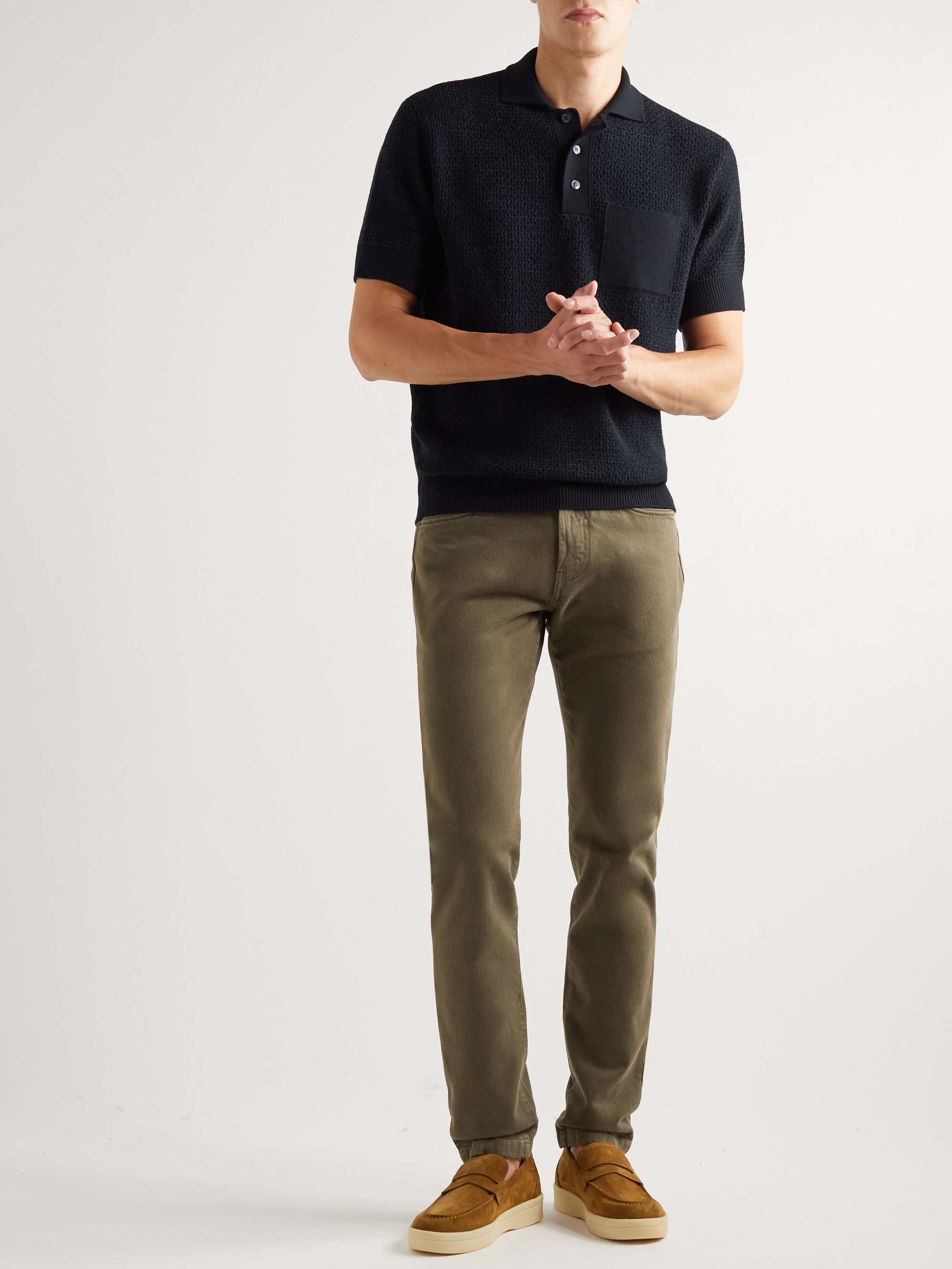 LORO PIANA Slim-Fit Cashmere and Silk-Blend Chenille Polo Shirt