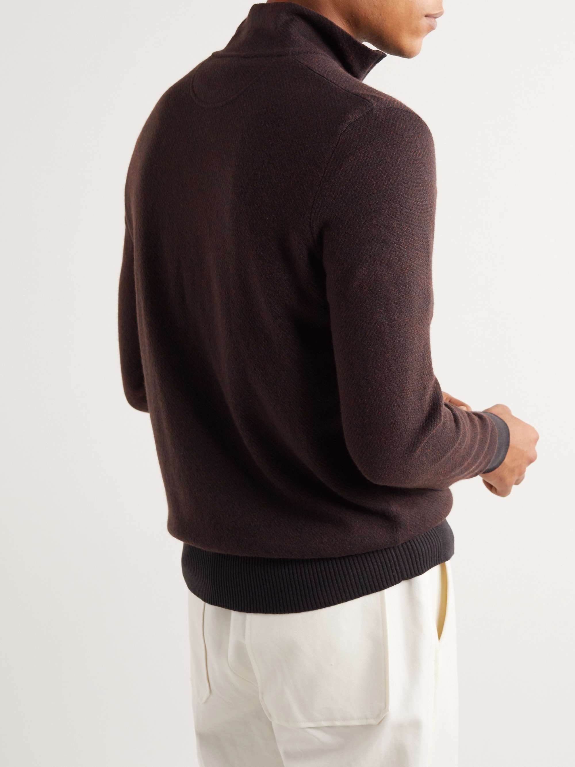 LORO PIANA Roadster Slim-Fit Striped Cashmere Half-Zip LORO PIANA Roadster Slim-Fit Striped Cashmere Half-Zip