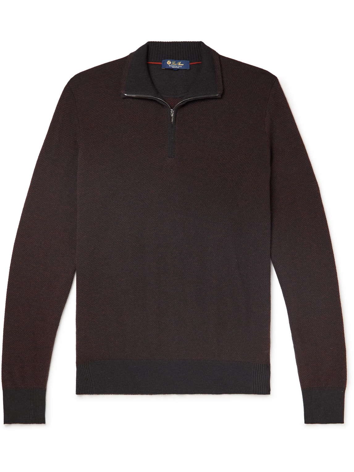 Loro Piana Roadster Slim-fit Striped Cashmere Half-zip Sweater In Brown