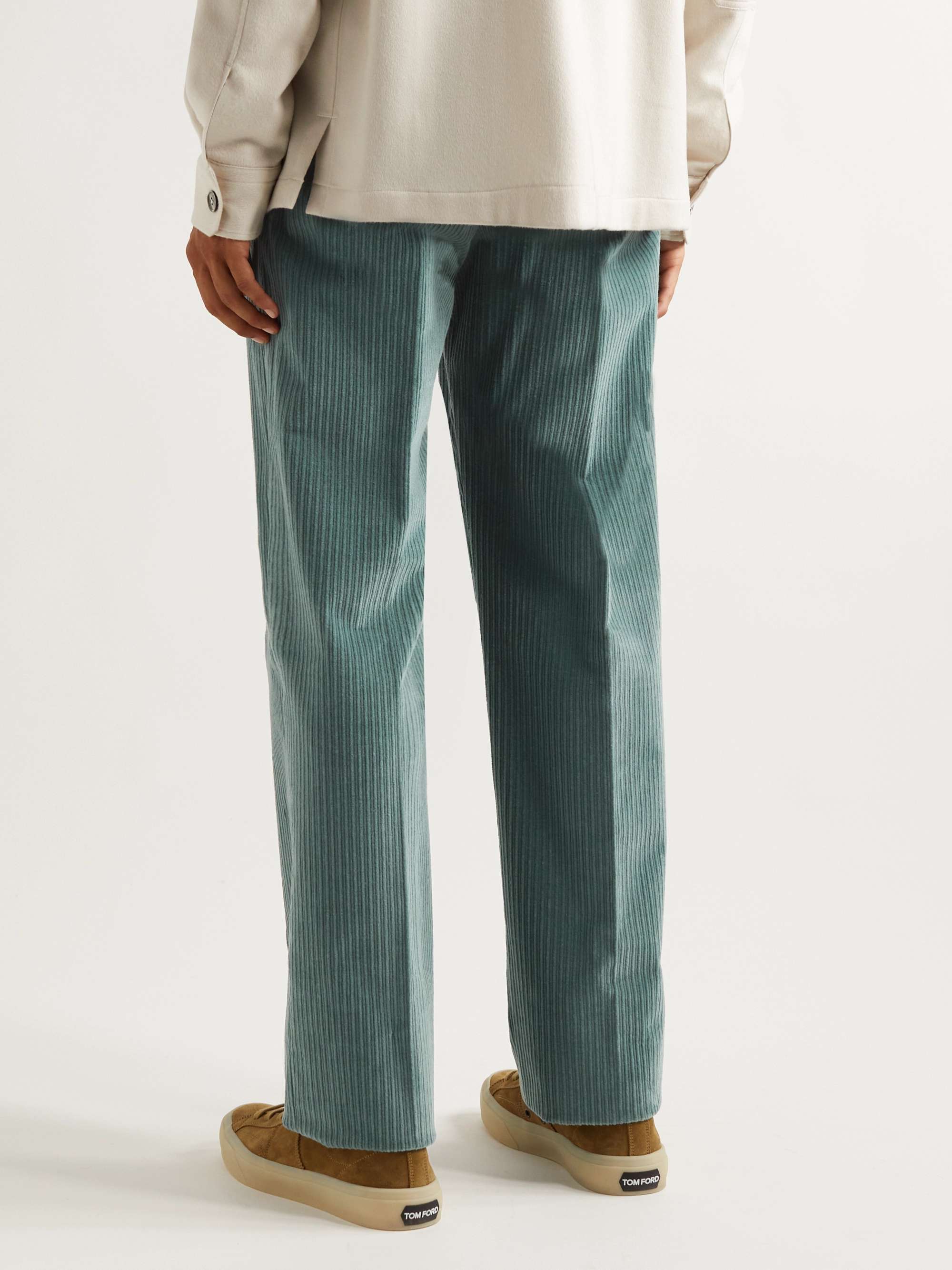 LORO PIANA Straight-Leg Pleated Cotton-Blend Corduroy Trousers