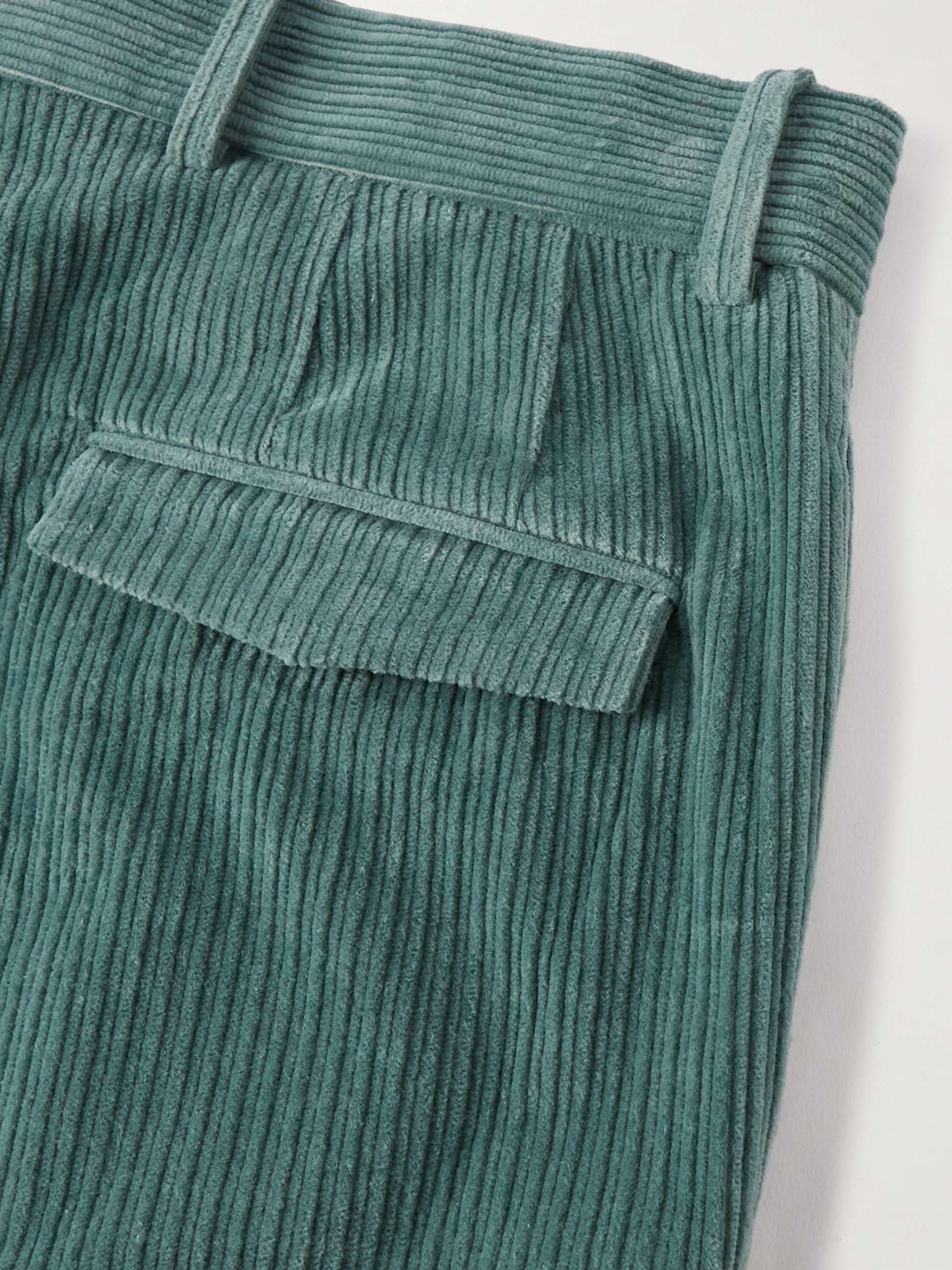 LORO PIANA Straight-Leg Pleated Cotton-Blend Corduroy Trousers