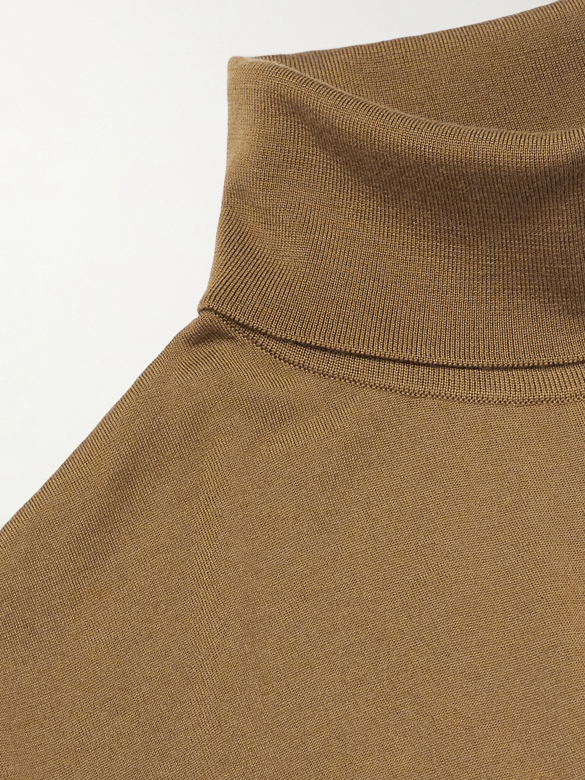 Shop Loro Piana Dolcevita Slim-fit Virgin Wool Rollneck Sweater In Brown