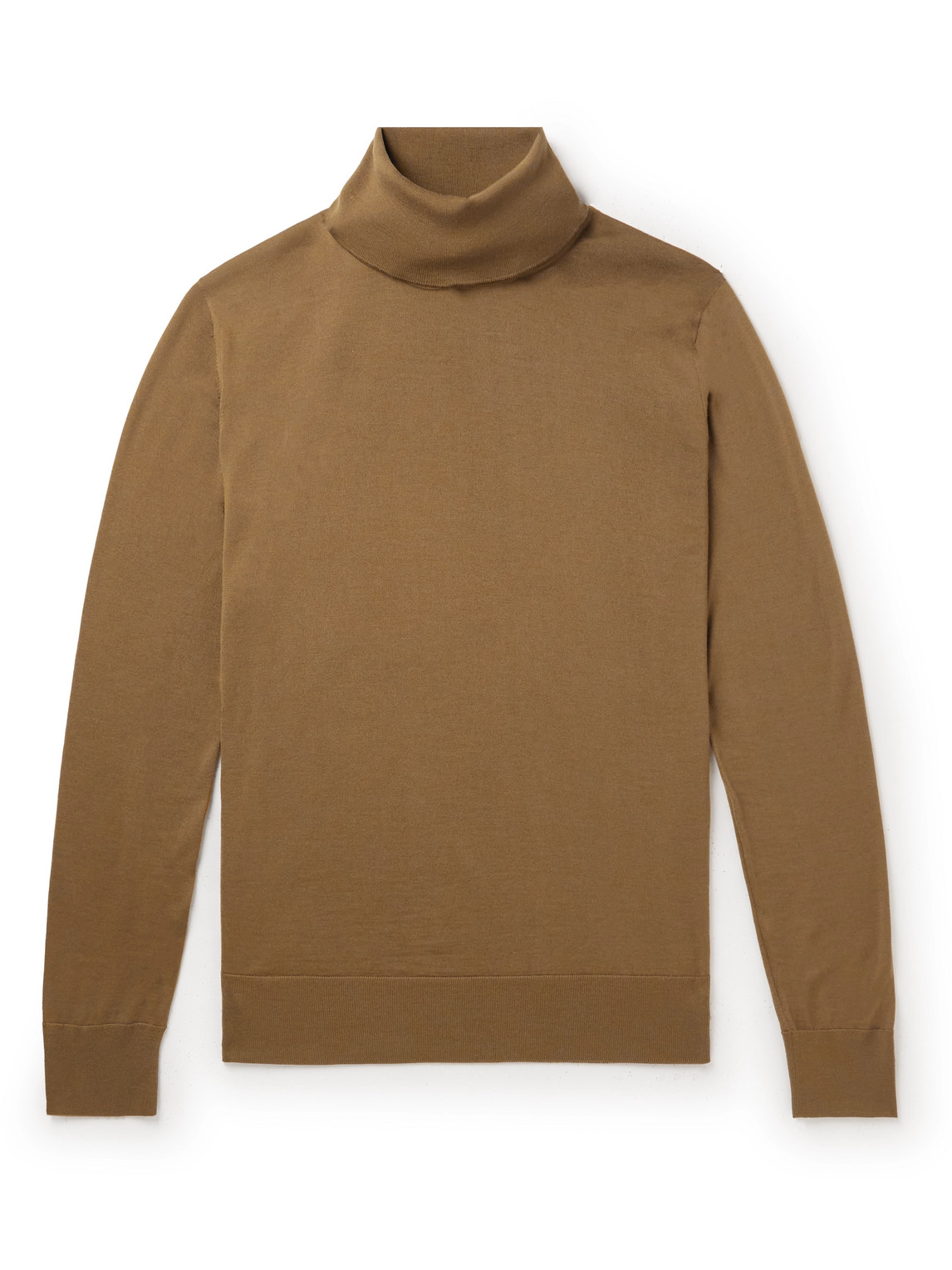Loro Piana Dolcevita Slim-fit Virgin Wool Rollneck Sweater In Brown