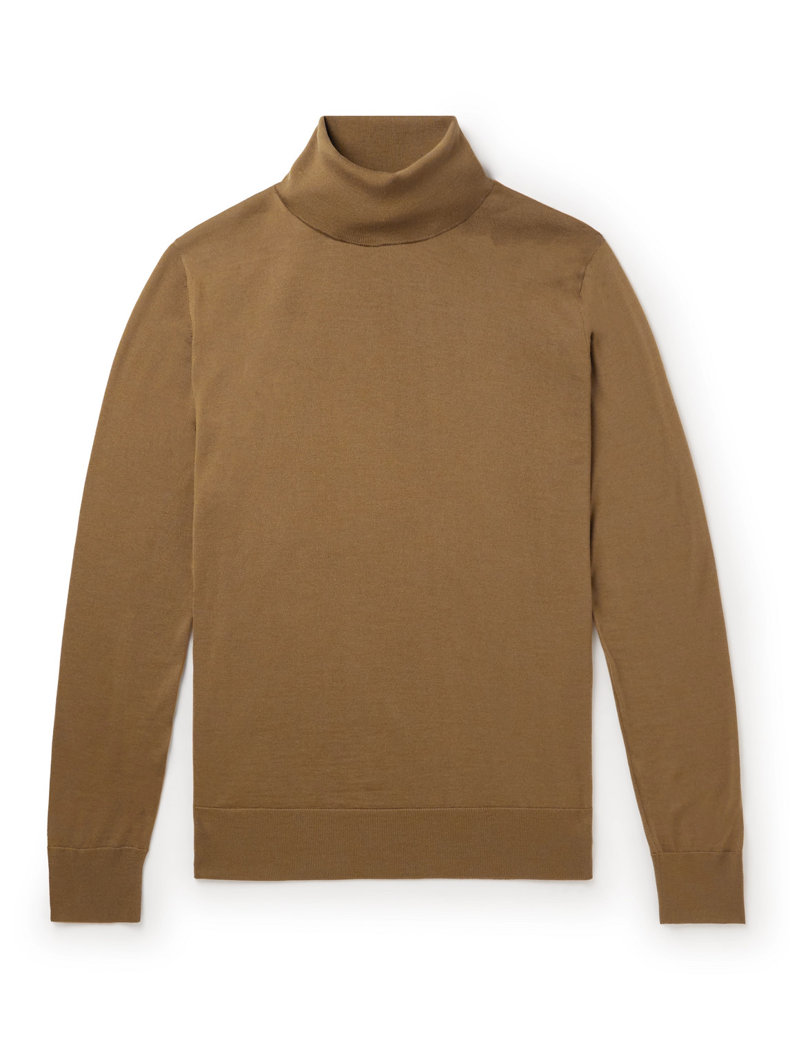 Loro Piana Dolcevita Slim-fit Virgin Wool Rollneck Sweater In Brown