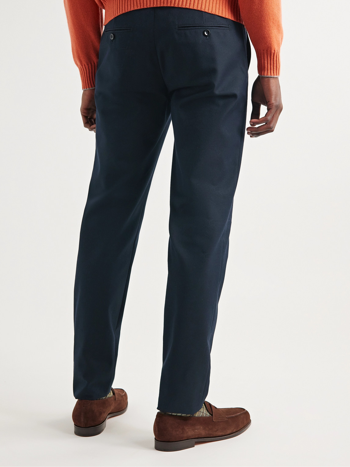 Loro Piana Slim-fit Cotton And Wool-blend Twill Chinos In Blue