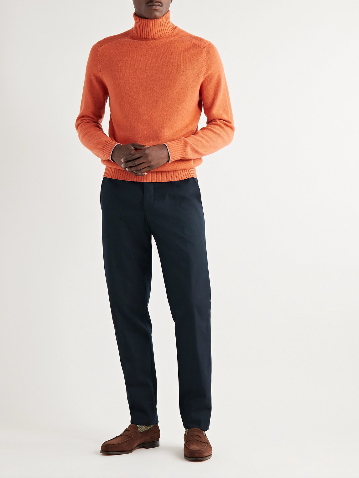Shop Loro Piana Slim-fit Cotton And Wool-blend Twill Chinos In Blue