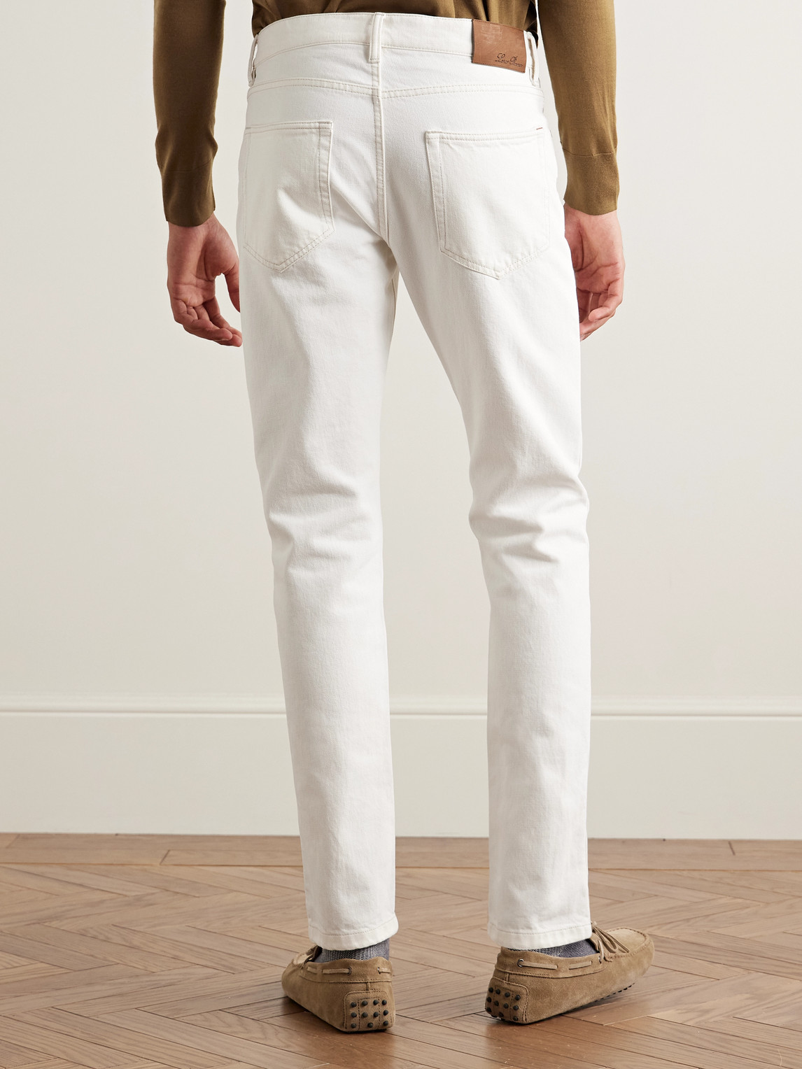 Shop Loro Piana Slim-fit Jeans In White