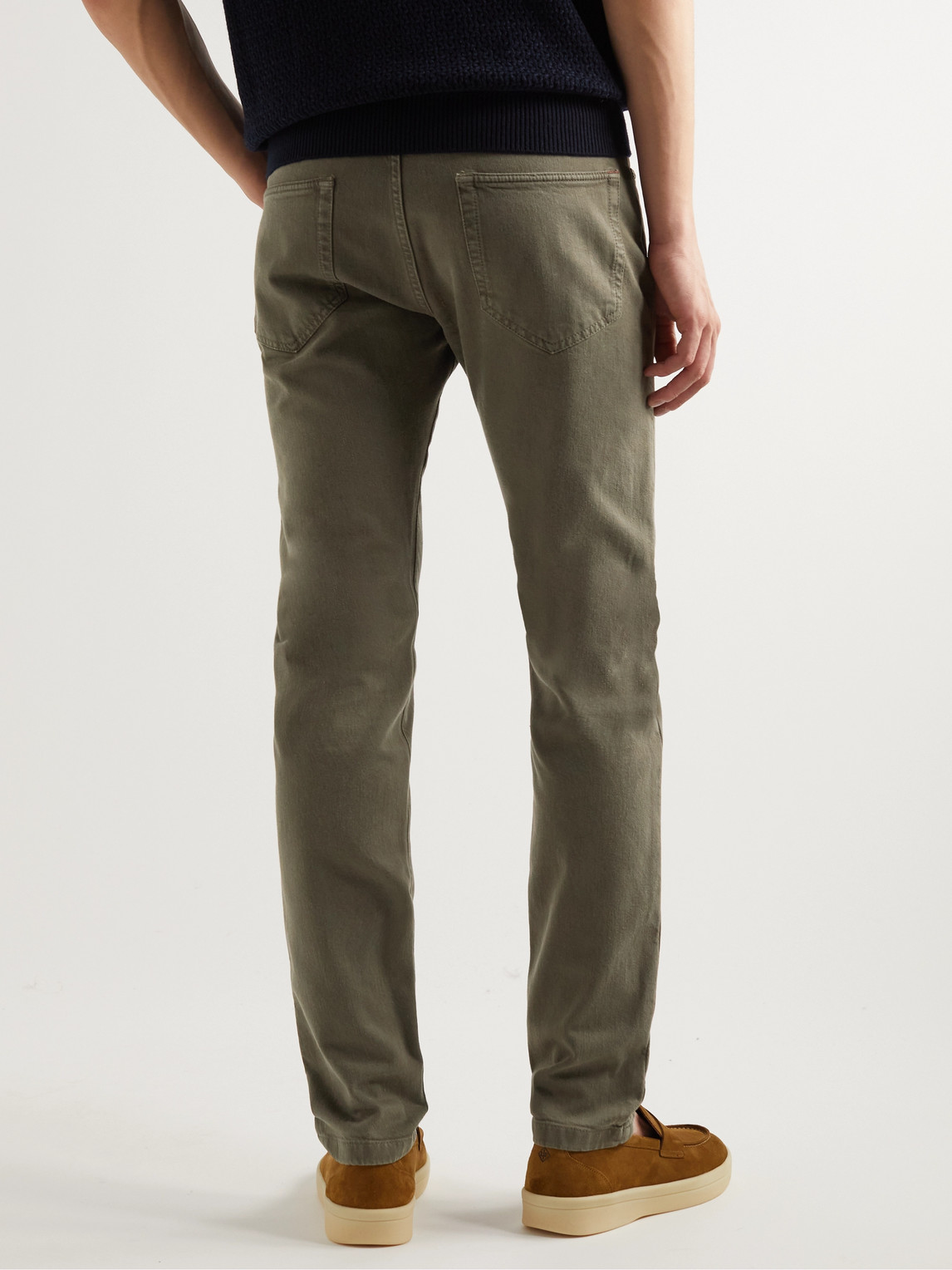 Shop Loro Piana Slim-fit Garment-dyed Jeans In Green