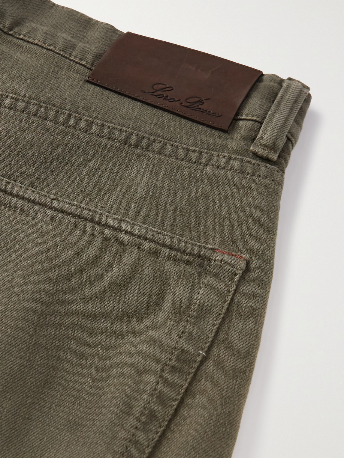 Shop Loro Piana Slim-fit Garment-dyed Jeans In Green