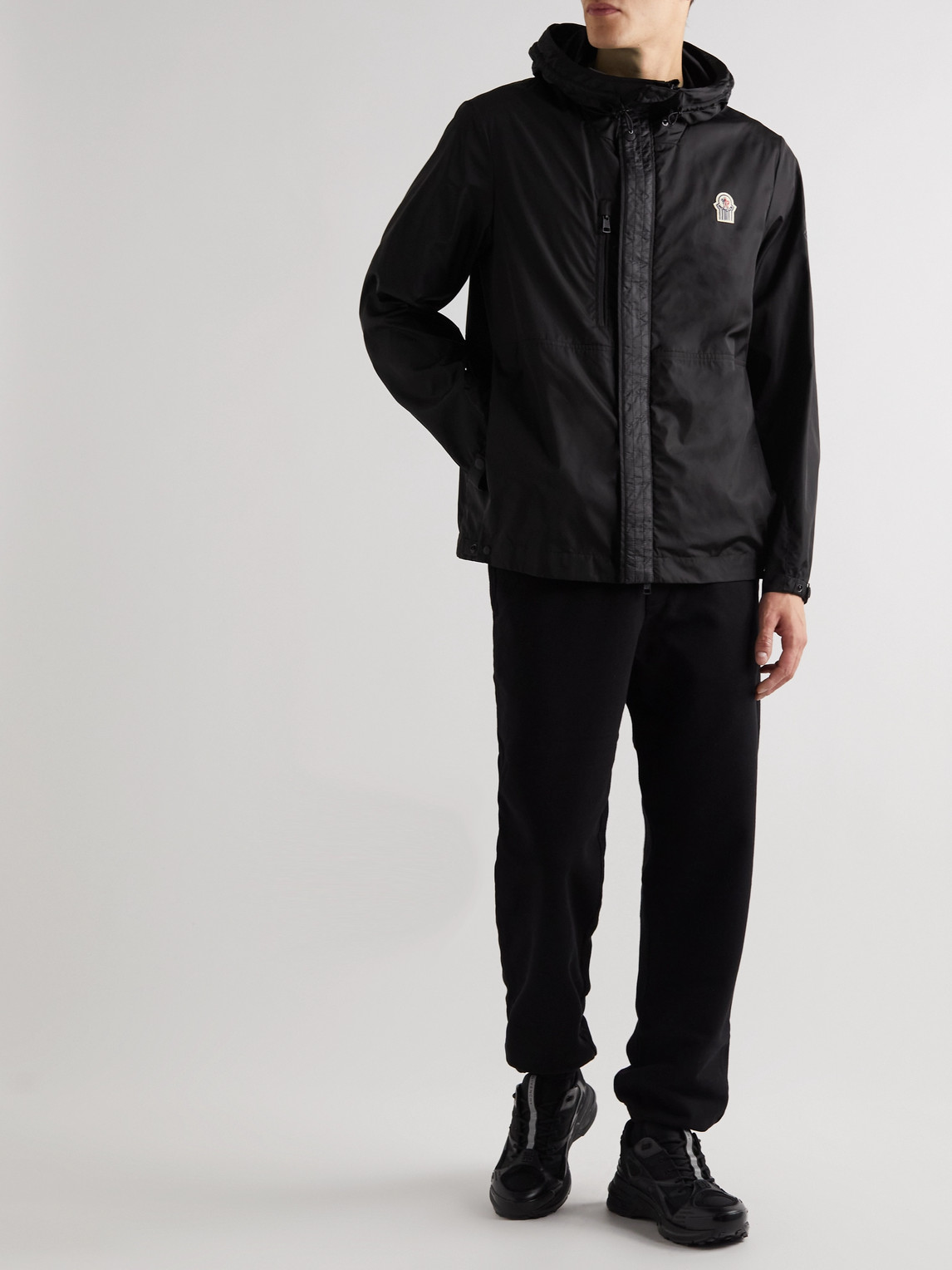 Shop Moncler Genius Gentle Monster Logo-appliquéd Shell Hooded Down Jacket In Black