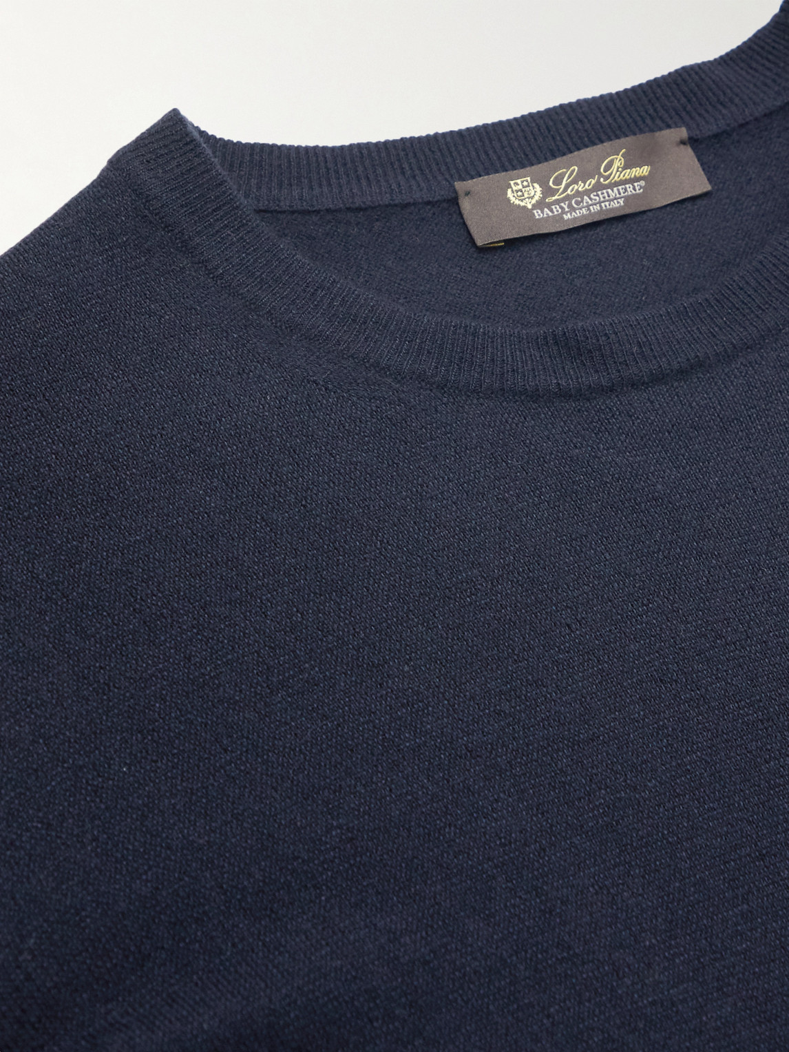 Shop Loro Piana Slim-fit Baby Cashmere Sweater In Blue