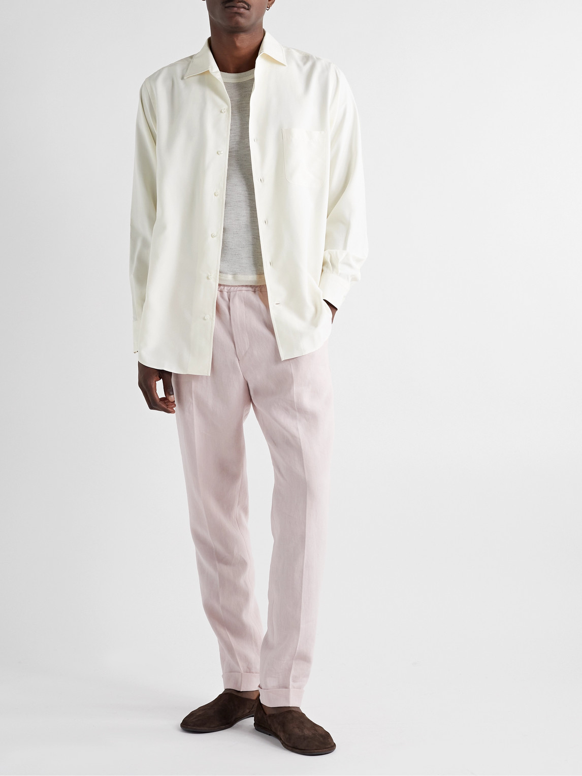 Loro Piana Andre Silk Shirt In Neutrals