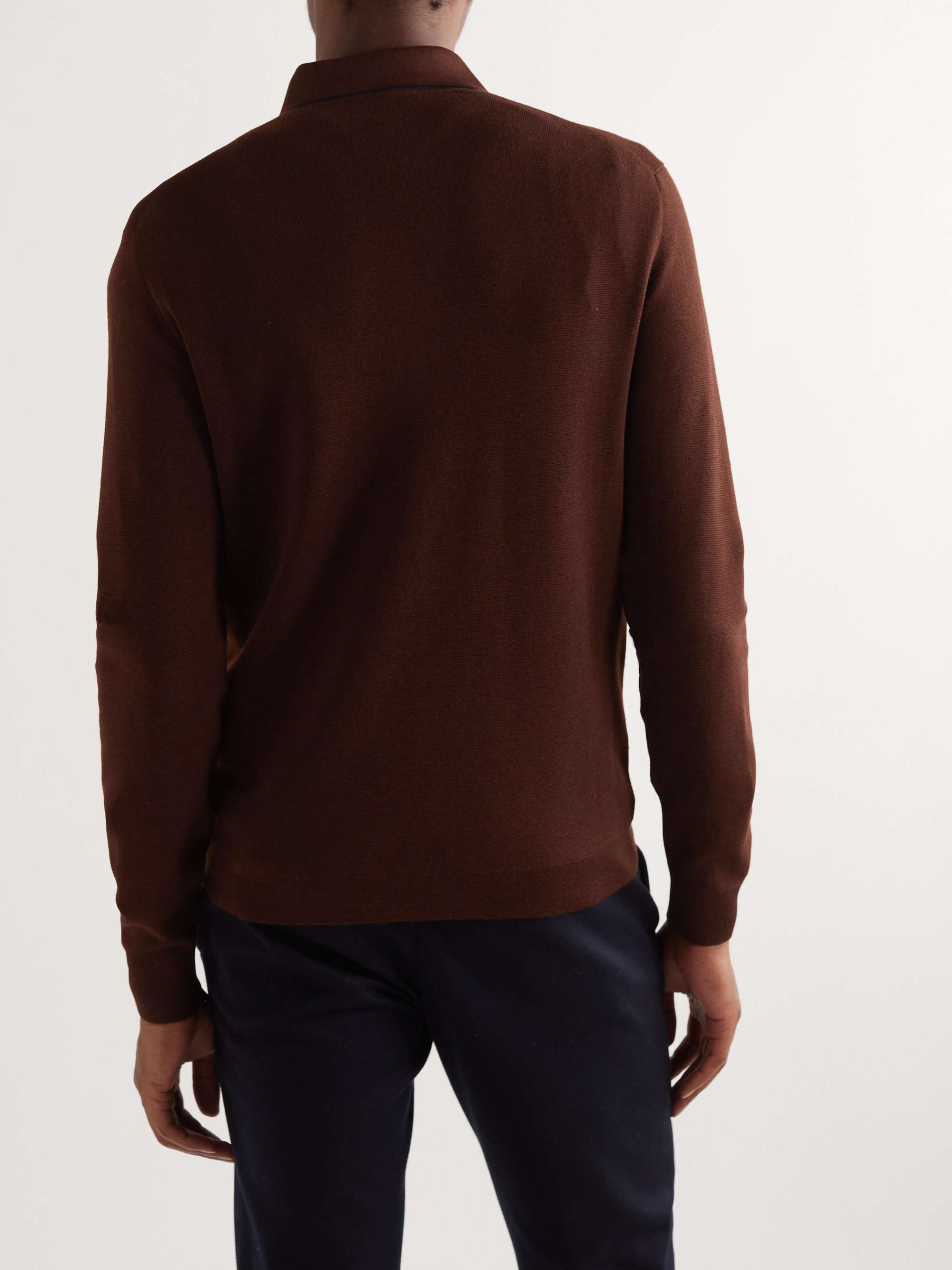 LORO PIANA Slim-Fit Wool and Silk-Blend Half-Zip Polo Shirt