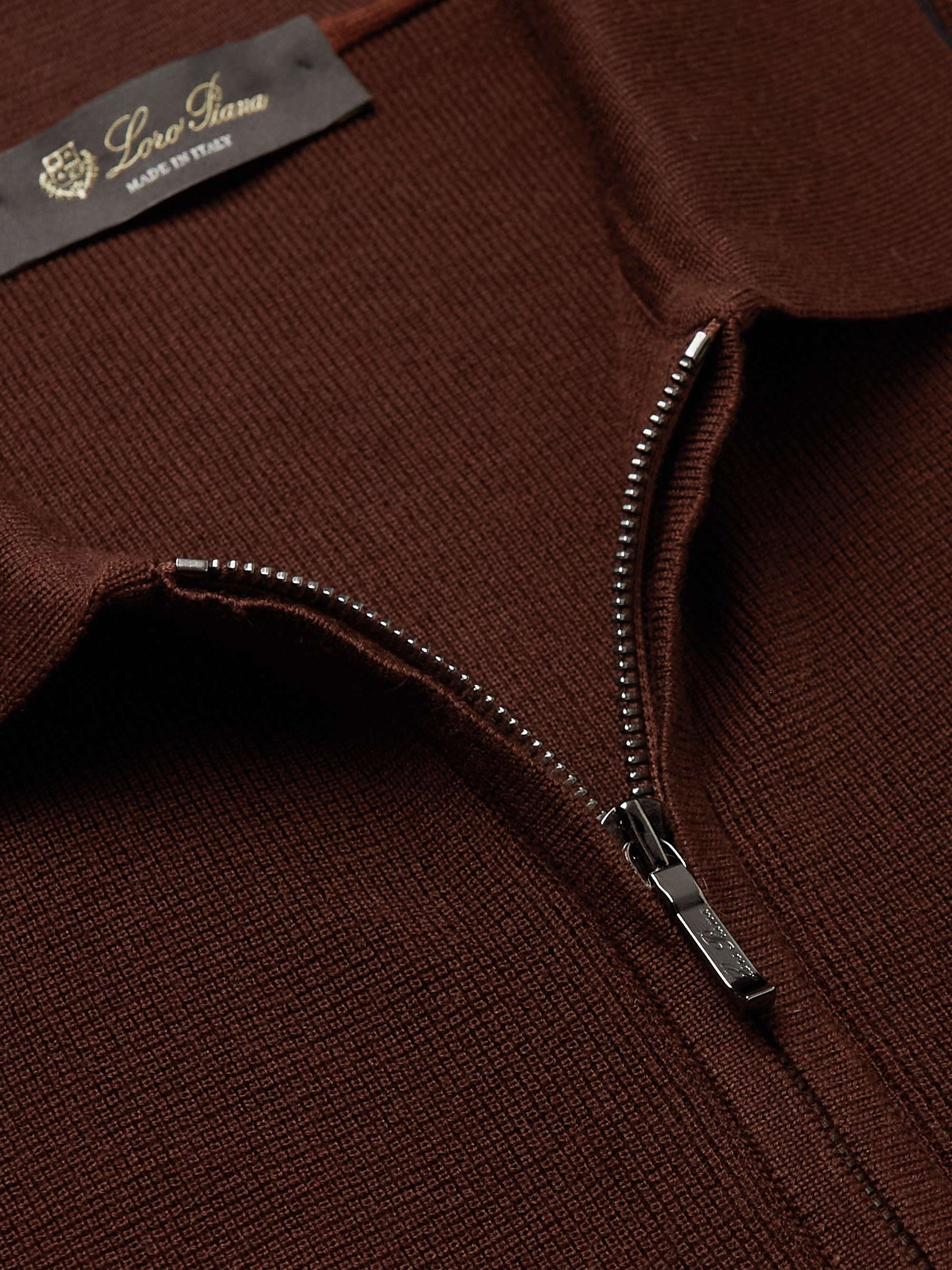LORO PIANA Slim-Fit Wool and Silk-Blend Half-Zip Polo Shirt