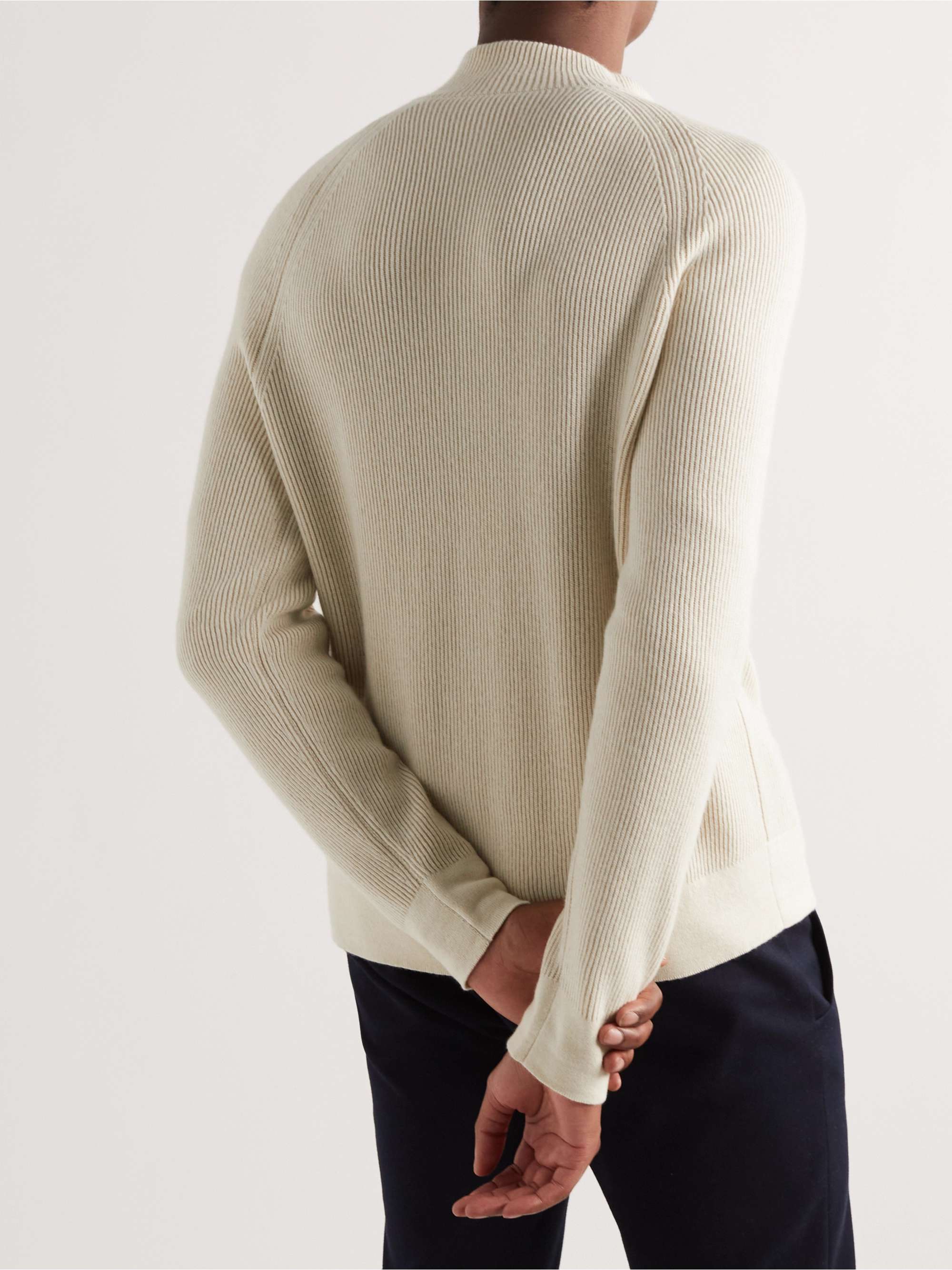 LORO PIANA Ribbed Baby Cashmere Zip-Up Sweater