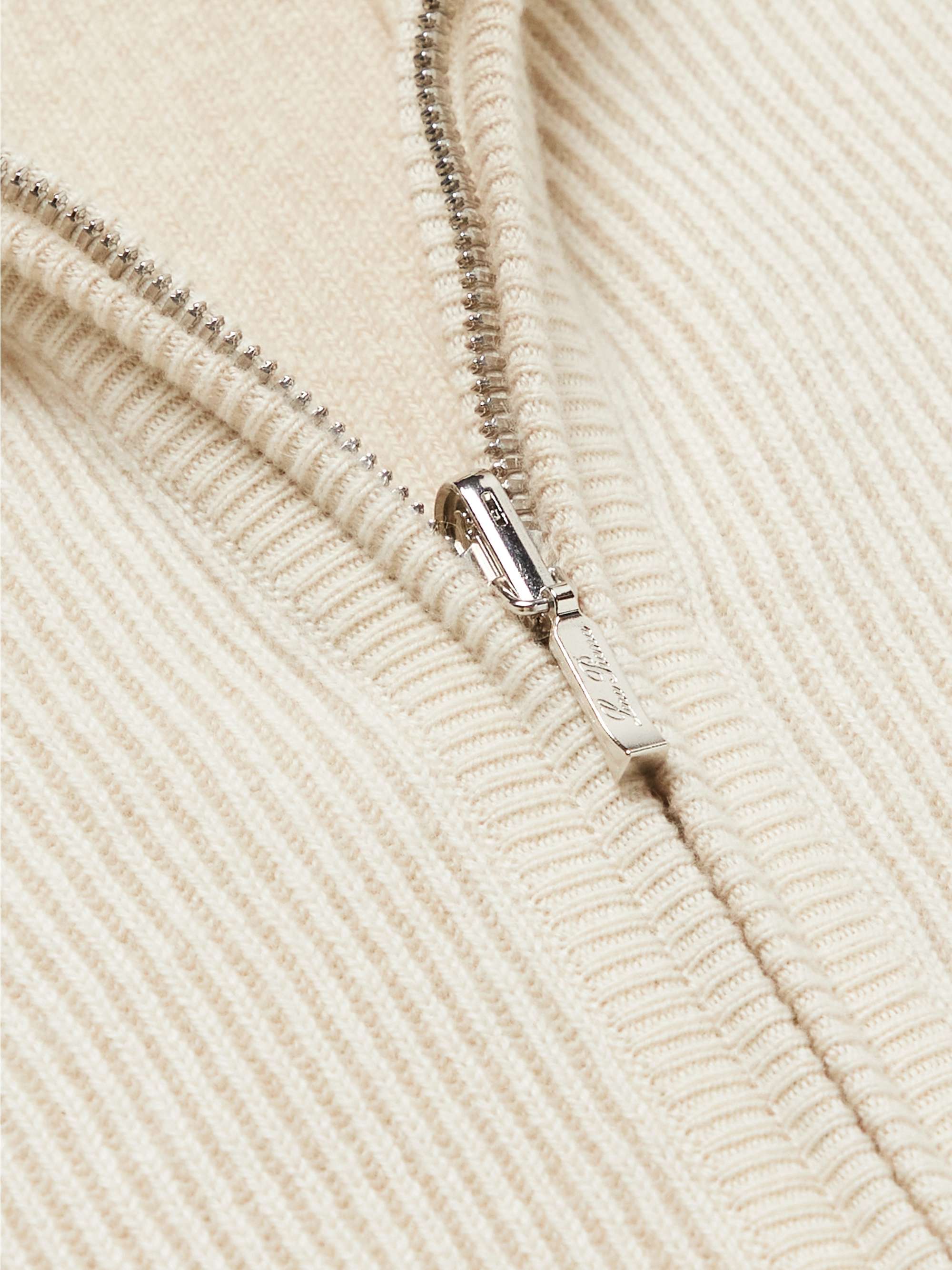 LORO PIANA Ribbed Baby Cashmere Zip-Up Sweater