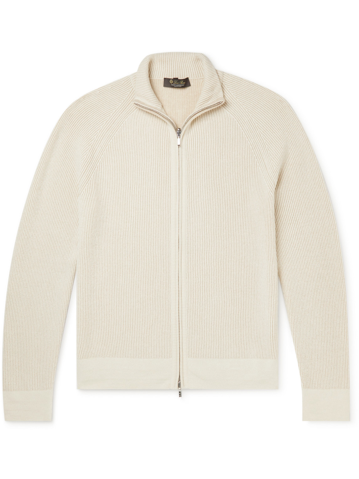 Loro Piana Ribbed Baby Cashmere Zip-up Jumper In Neutrals