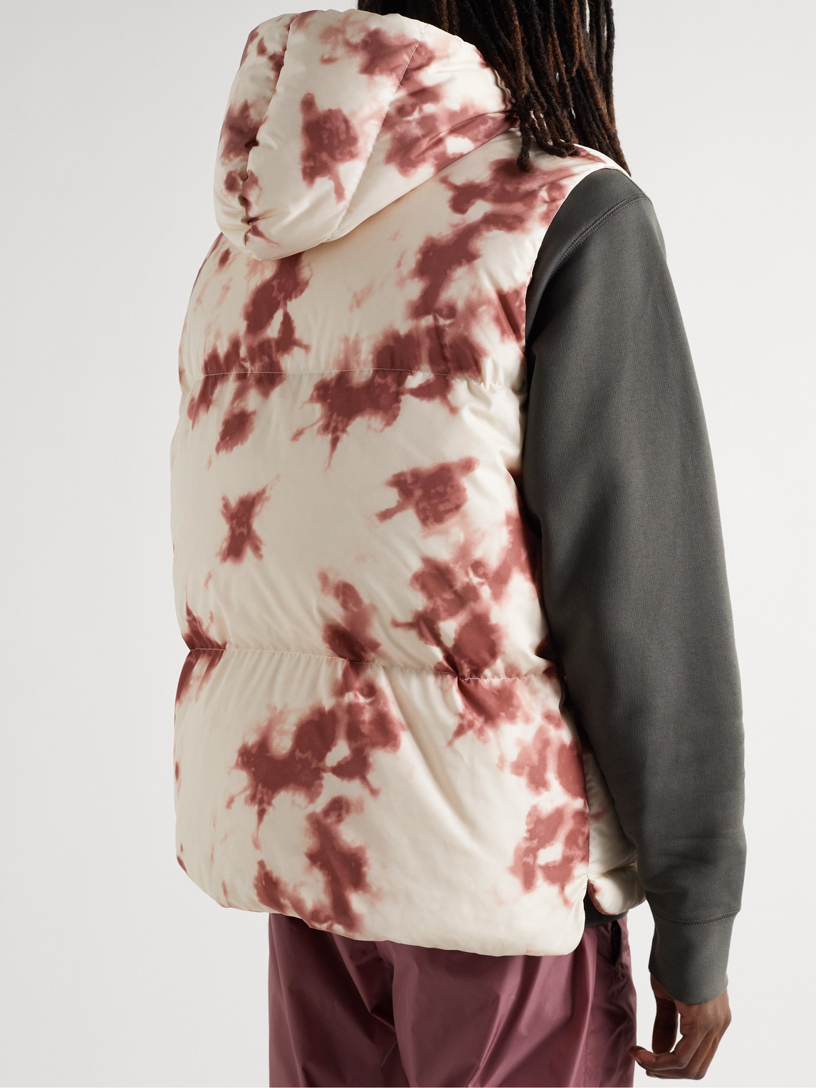 Shop Moncler Genius 2 Moncler 1952 Tie-dyed Quilted Shell Hooded Gilet In Neutrals