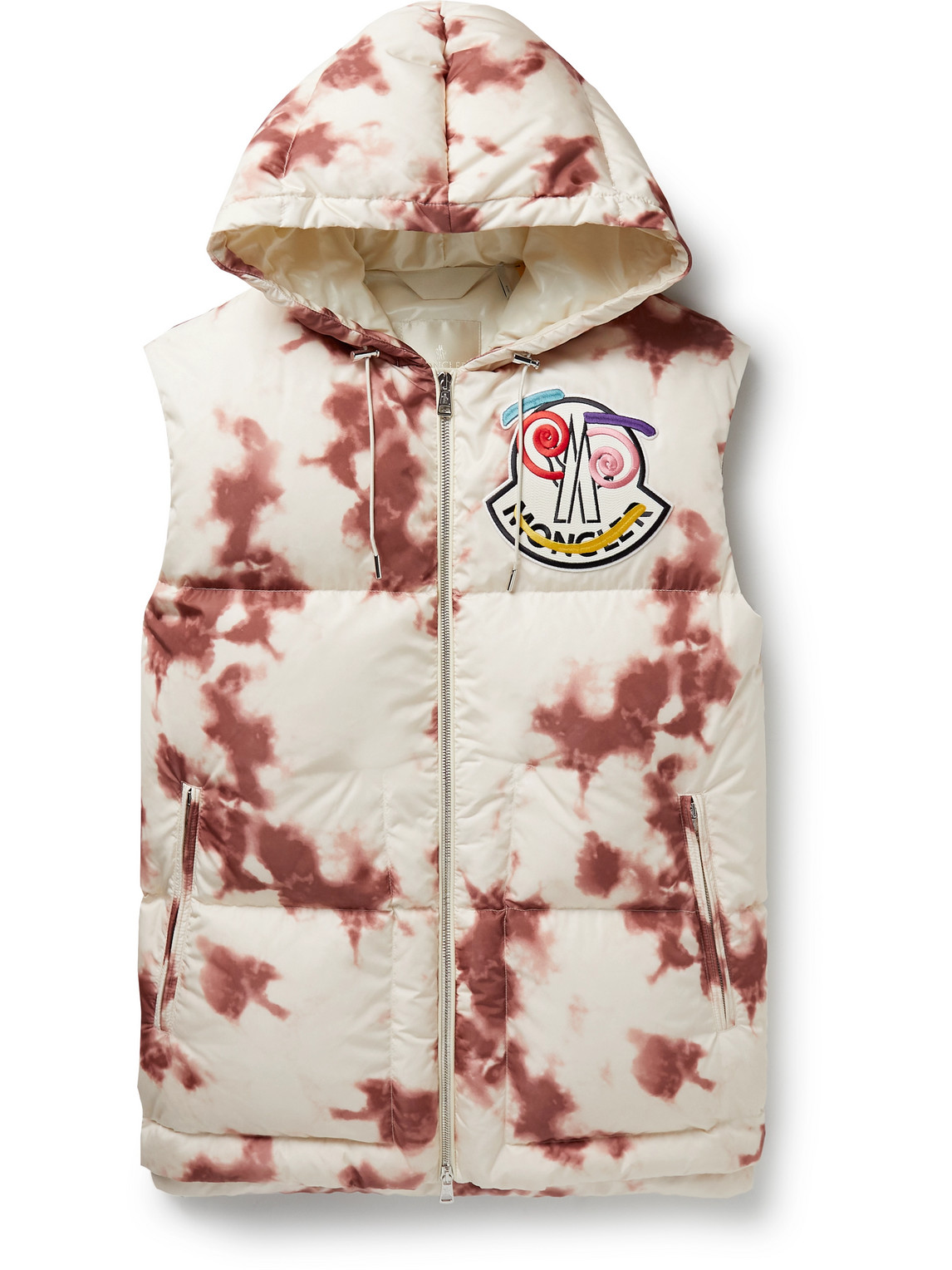 Moncler Genius 2 Moncler 1952 Tie-dyed Quilted Shell Hooded Gilet In Neutrals