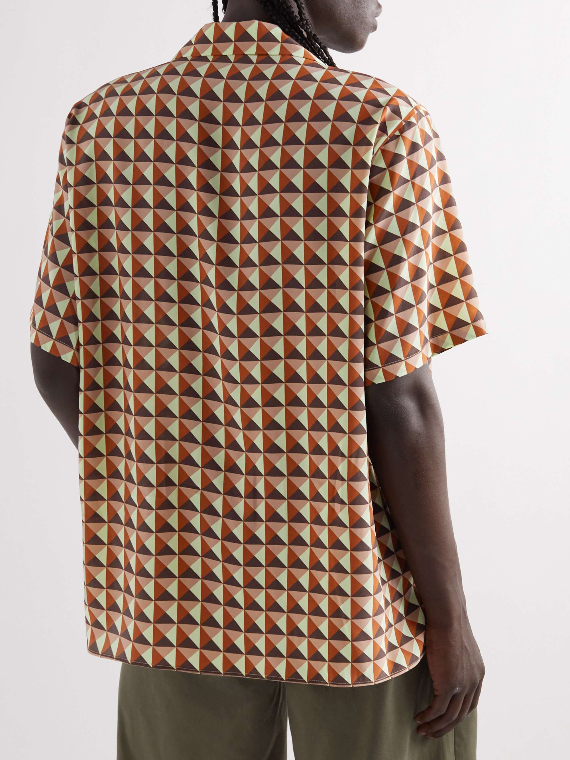 VALENTINO GARAVANI Camp-Collar Printed Silk-Satin Shirt