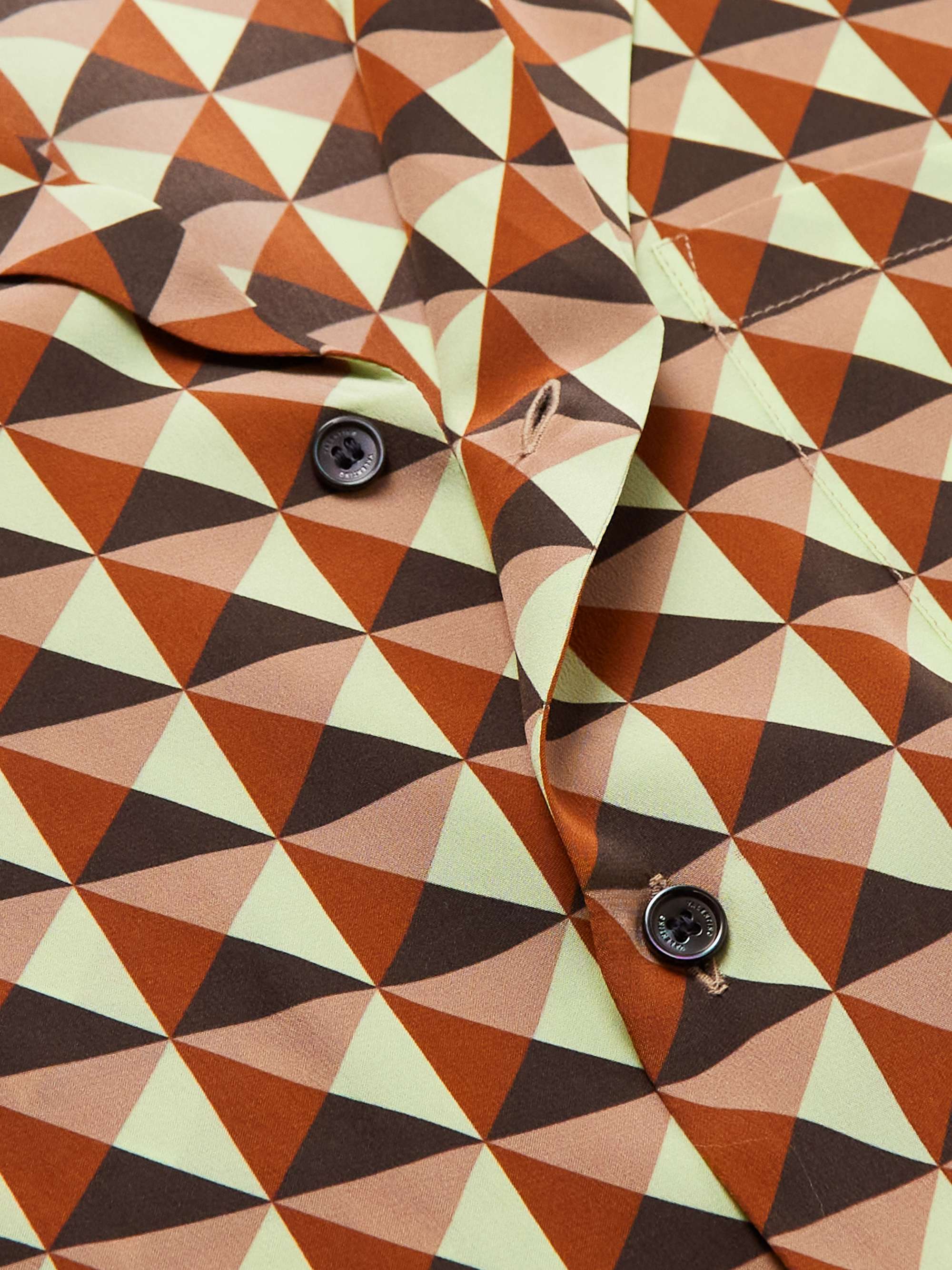 VALENTINO GARAVANI Camp-Collar Printed Silk-Satin Shirt
