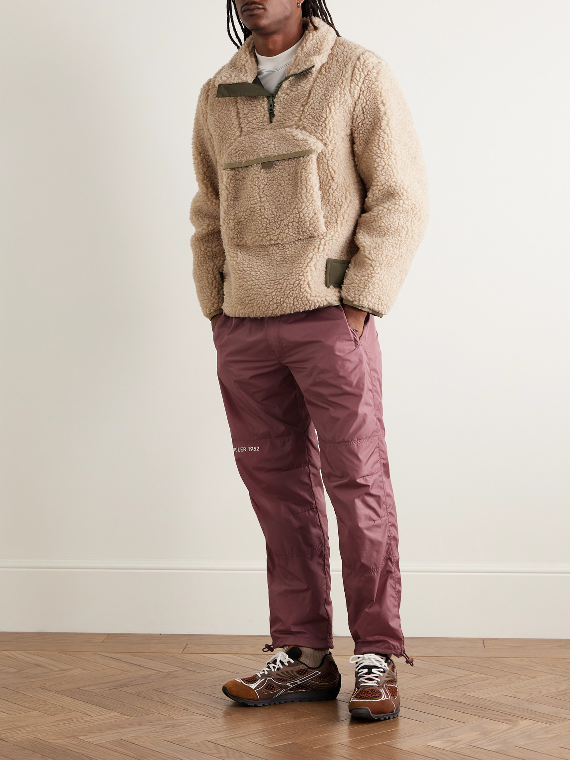 Moncler Genius 2 Moncler 1952 Tapered Logo-print Shell Trousers In Pink