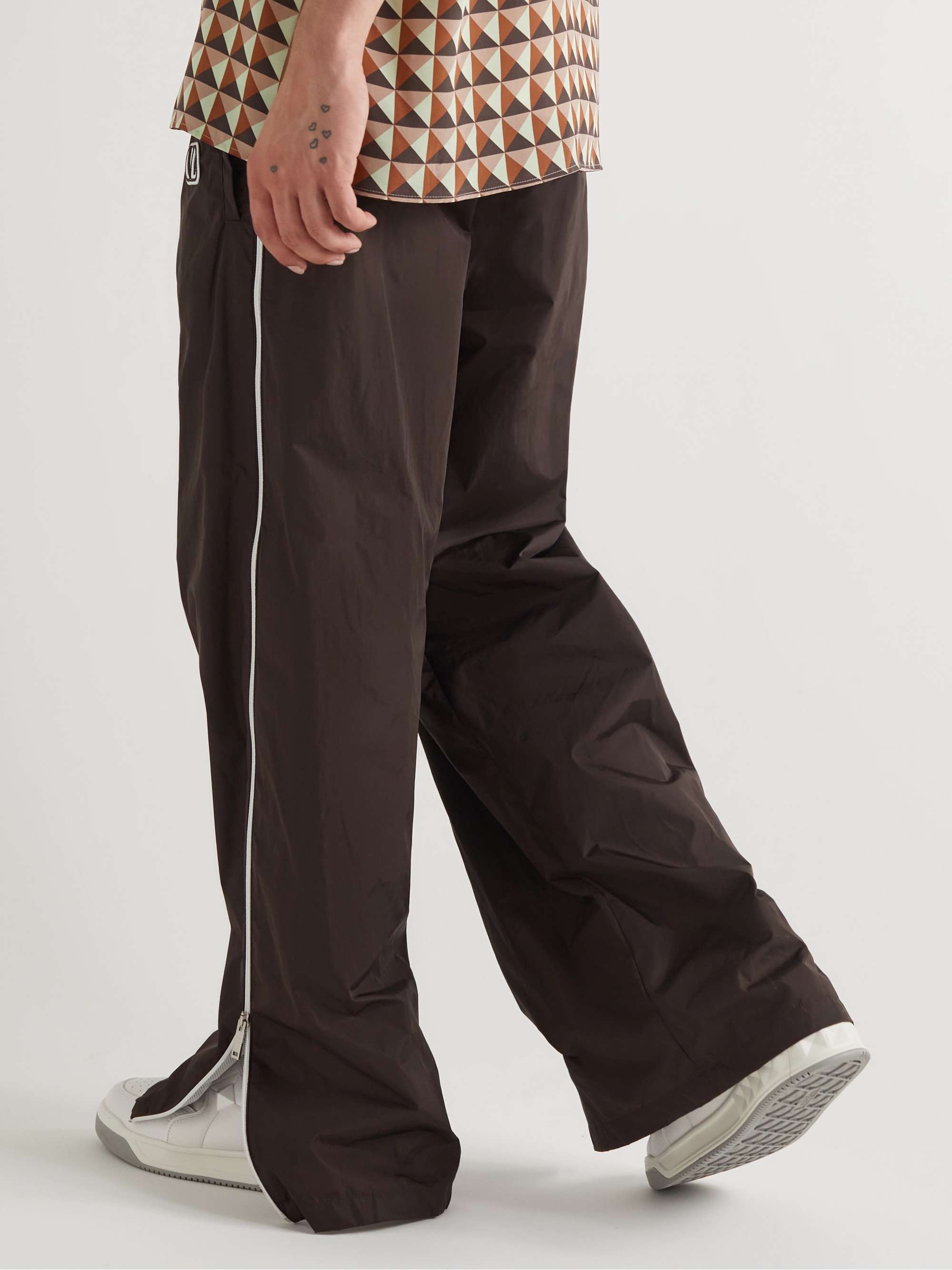 VALENTINO GARAVANI Wide-Leg Logo-Embroidered Shell Track Pants