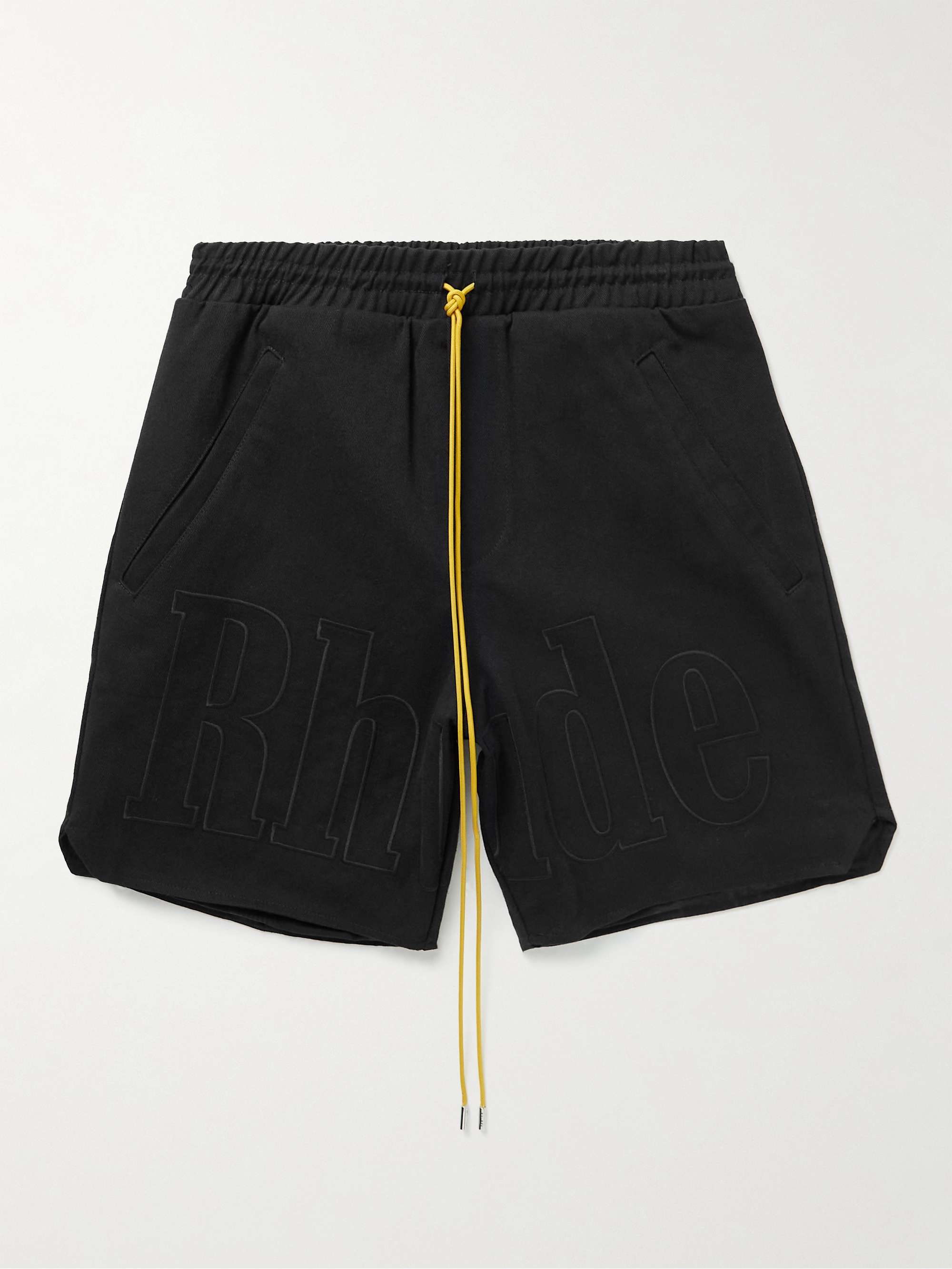 RHUDE Logo-Embroidered Cotton-Twill Drawstring Shorts for Men | MR PORTER