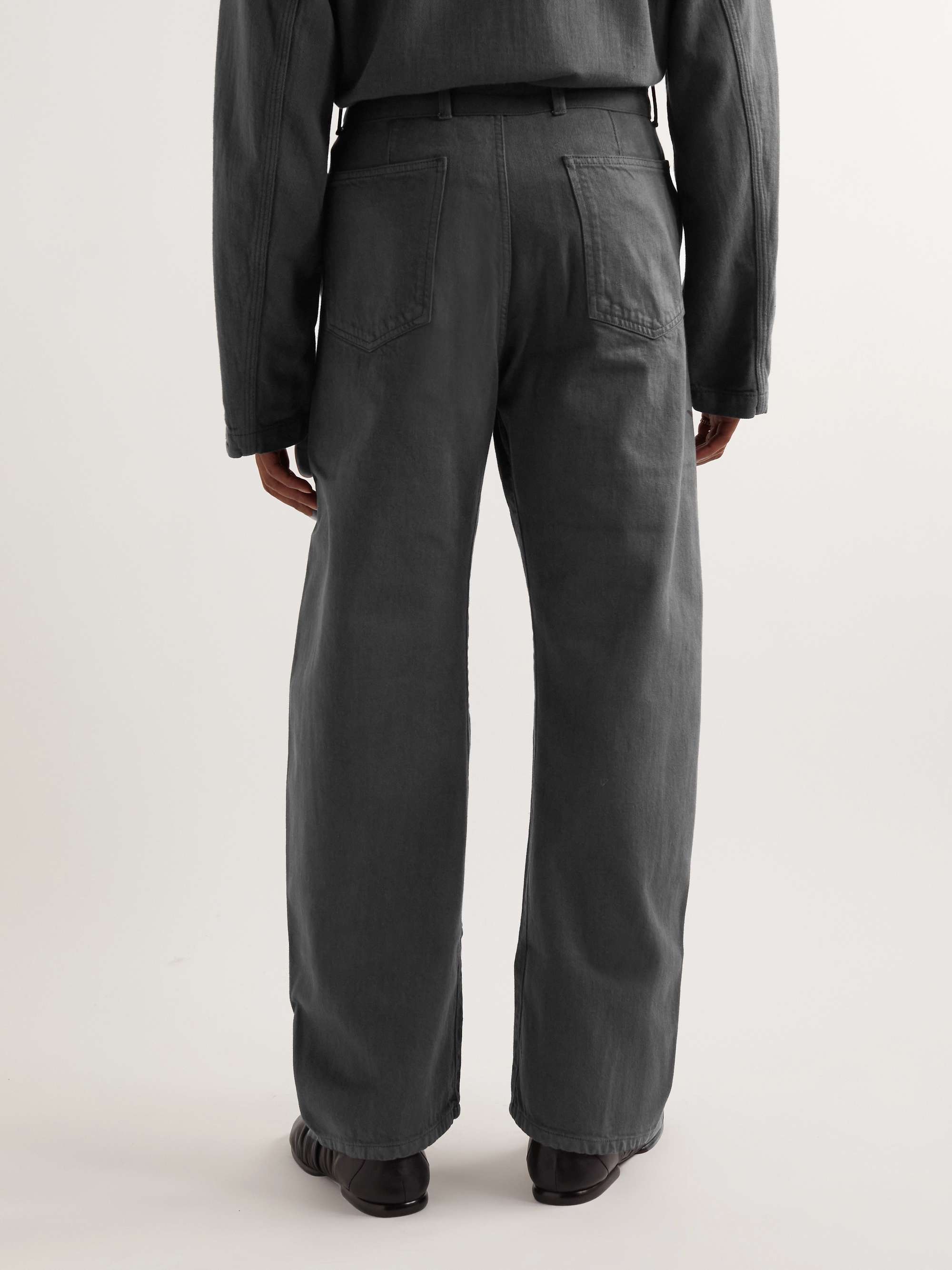 LEMAIRE Wide-Leg Belted Garment-Dyed Jeans