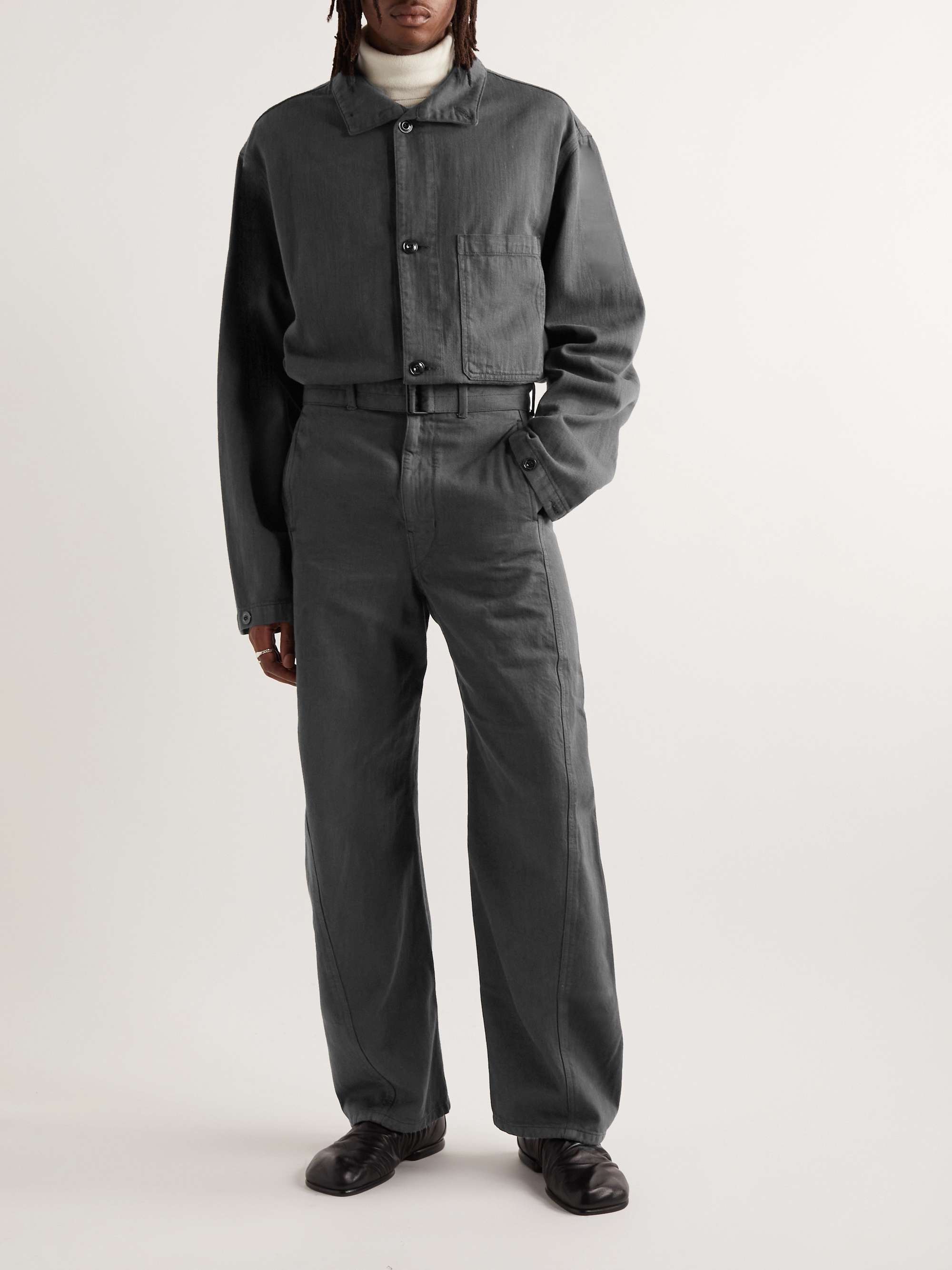 LEMAIRE Wide-Leg Belted Garment-Dyed Jeans