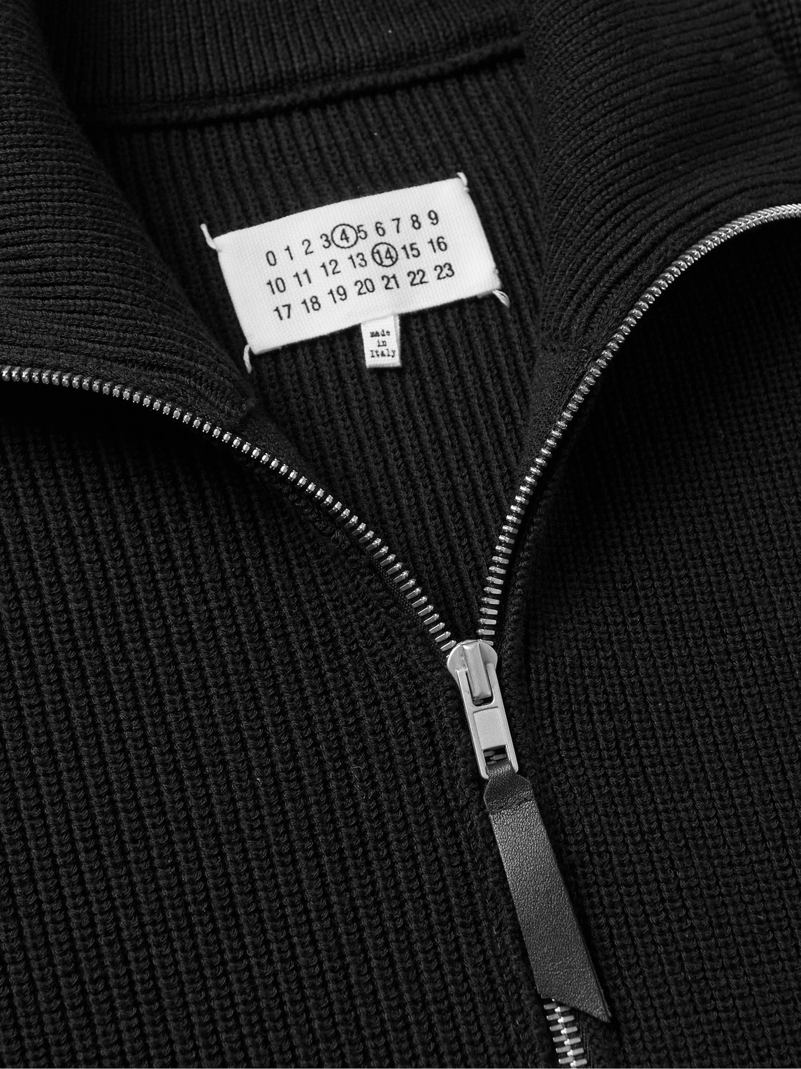 Maison Margiela Ribbed Cotton And Wool-blend Zip-up Cardigan In Black