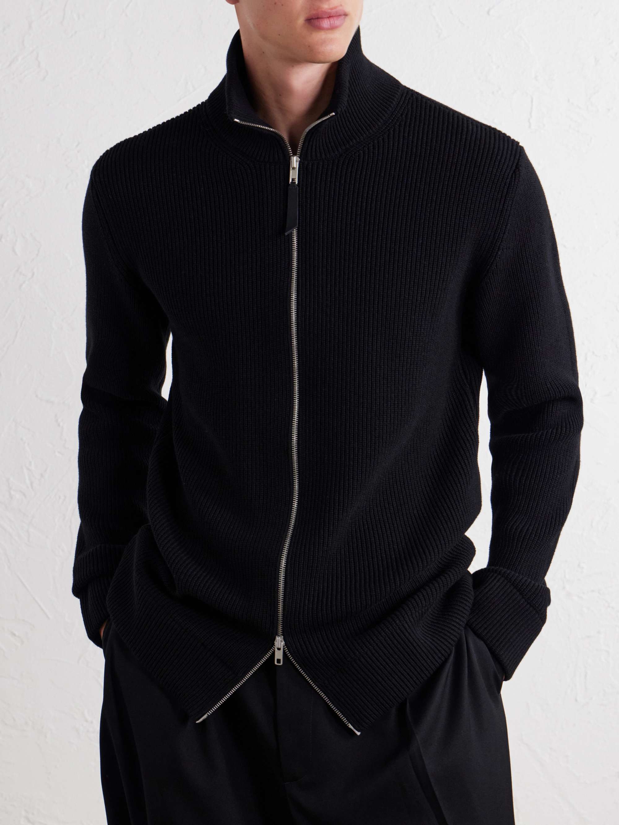 MAISON MARGIELA Ribbed Cotton and Wool-Blend Zip-Up Cardigan
