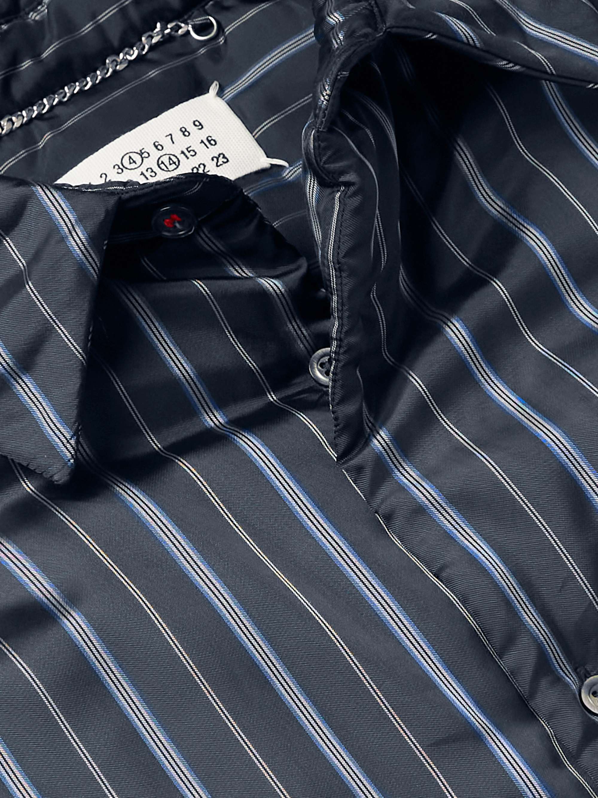 MAISON MARGIELA Oversized Padded Striped Matte-Satin Overshirt